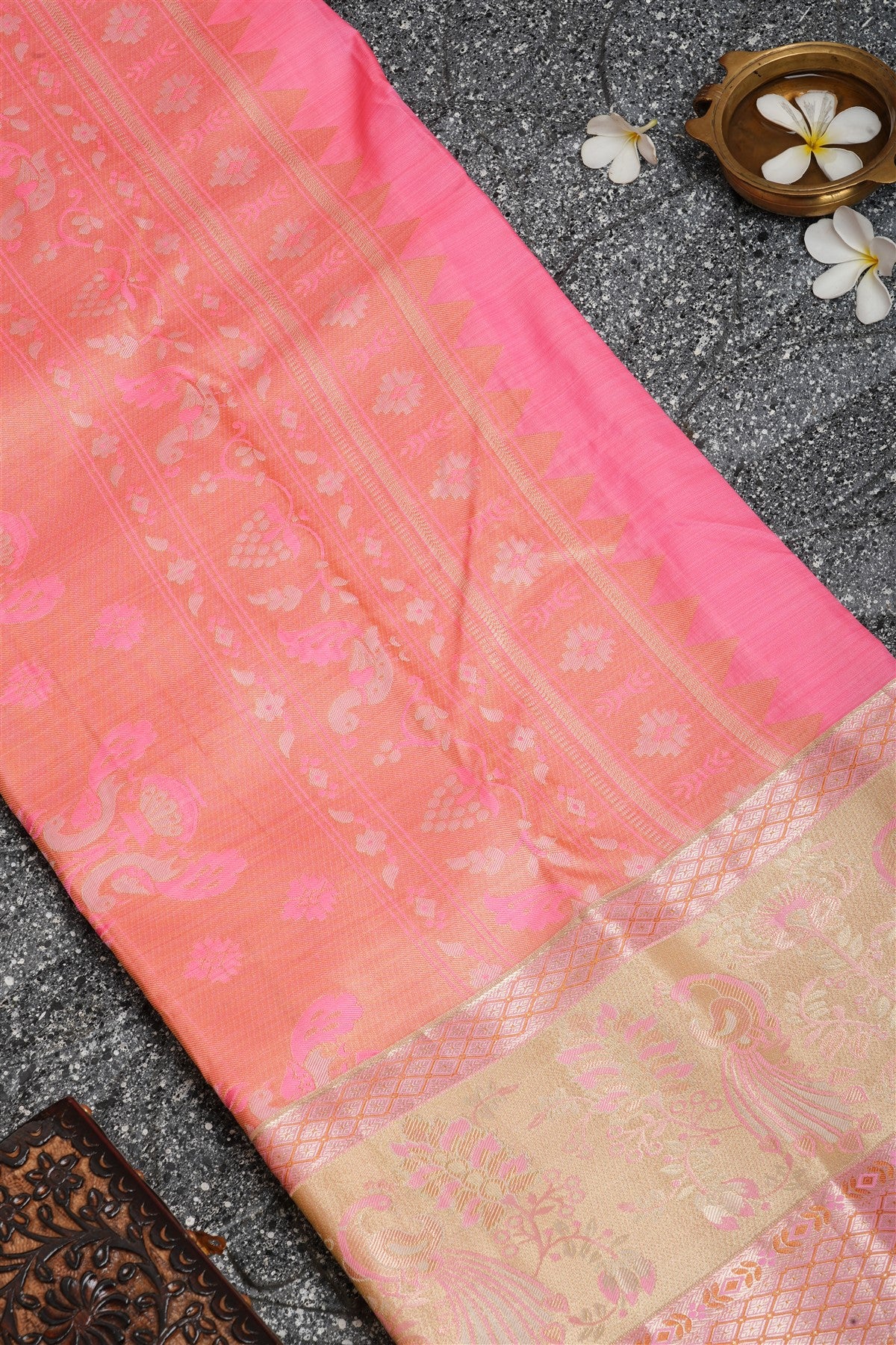 Semi Kanchipuram Silk Cream Saree