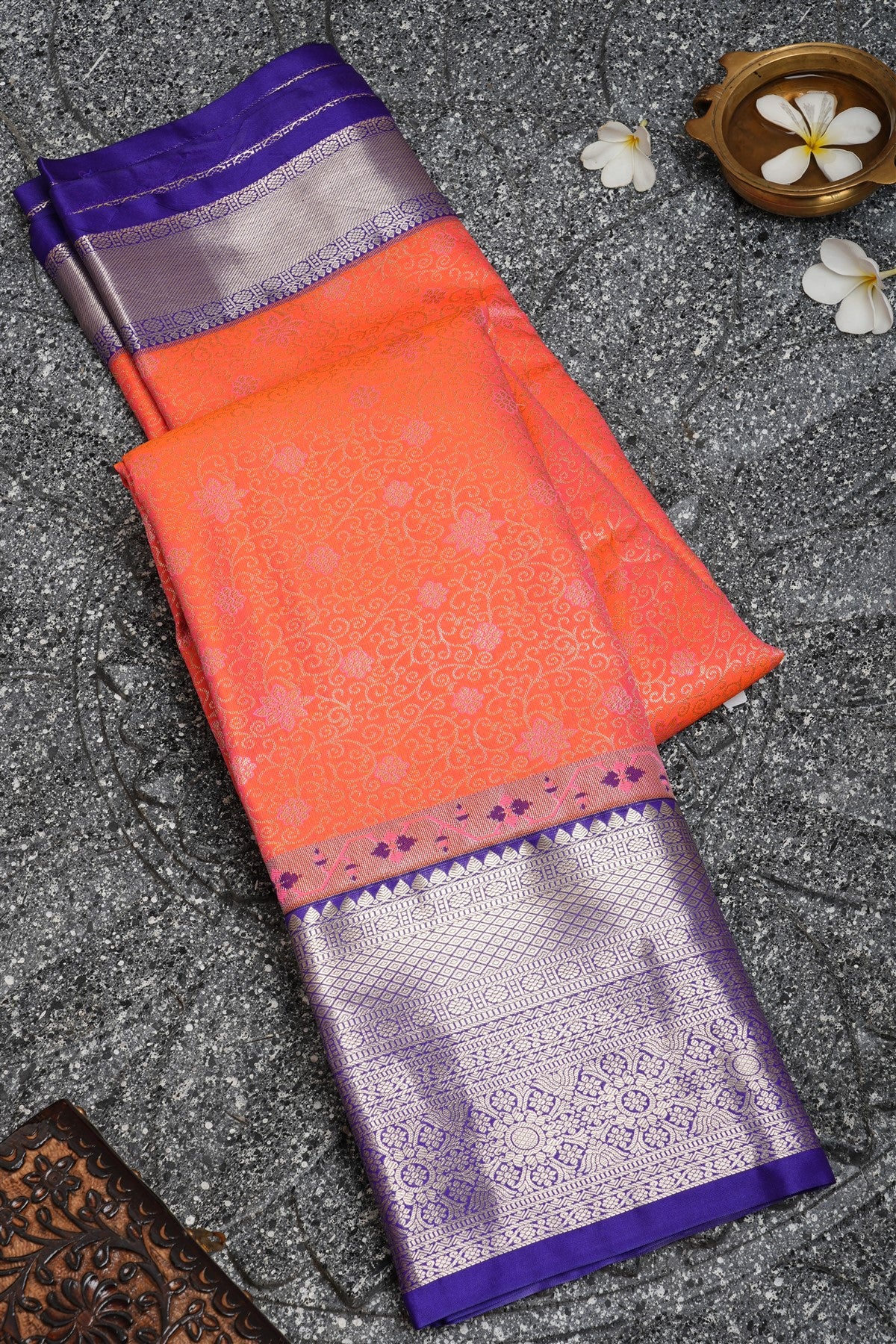 Semi Kanchipuram Silk Peach Saree