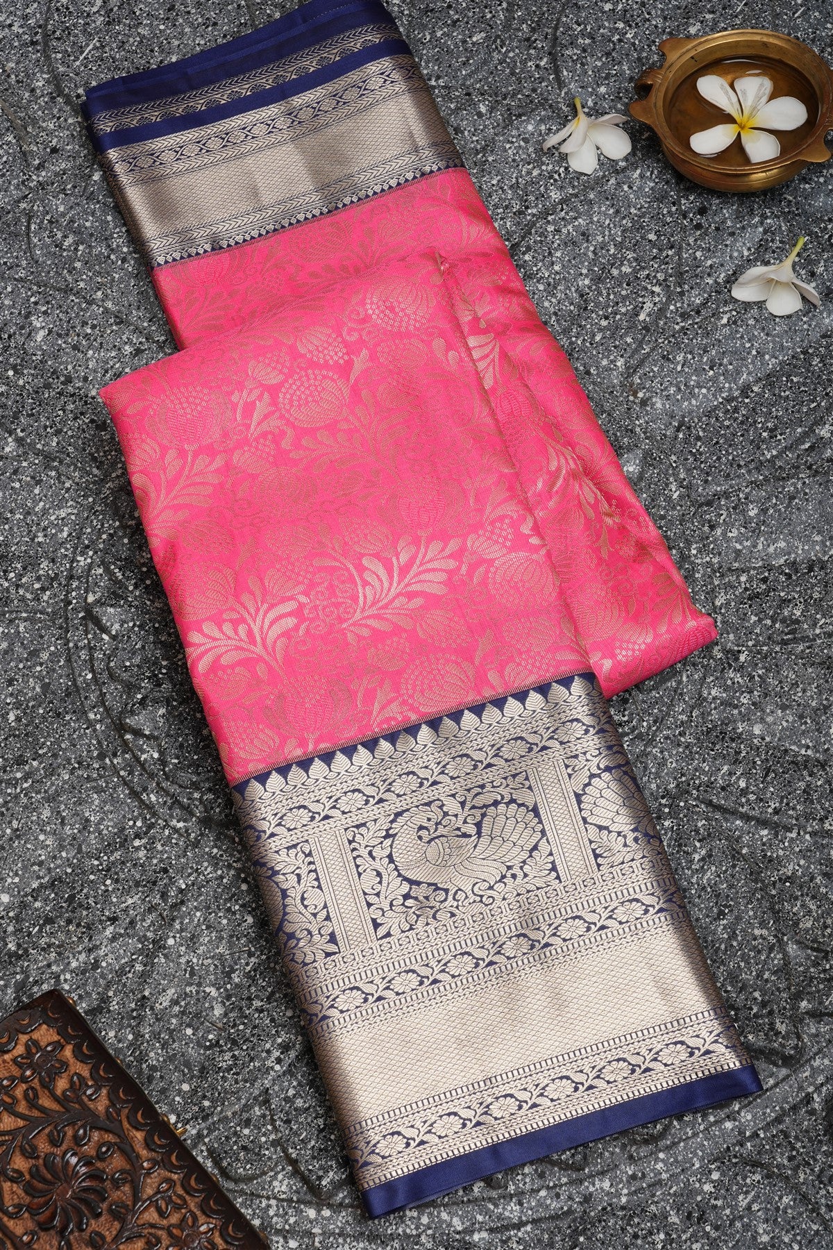 Semi Kanchipuram Silk Light Pink Saree