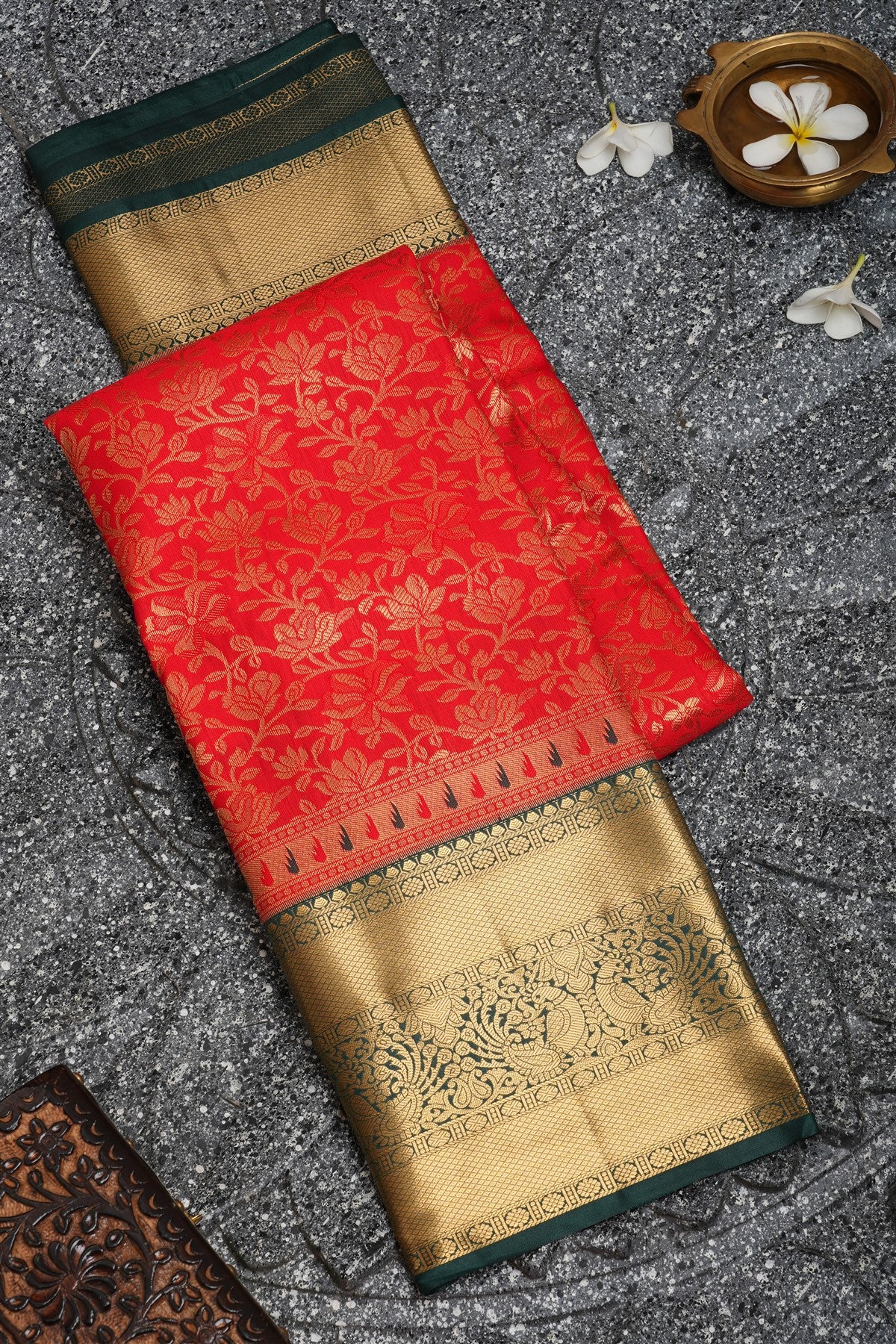 Semi Kanchipuram Silk Red Saree