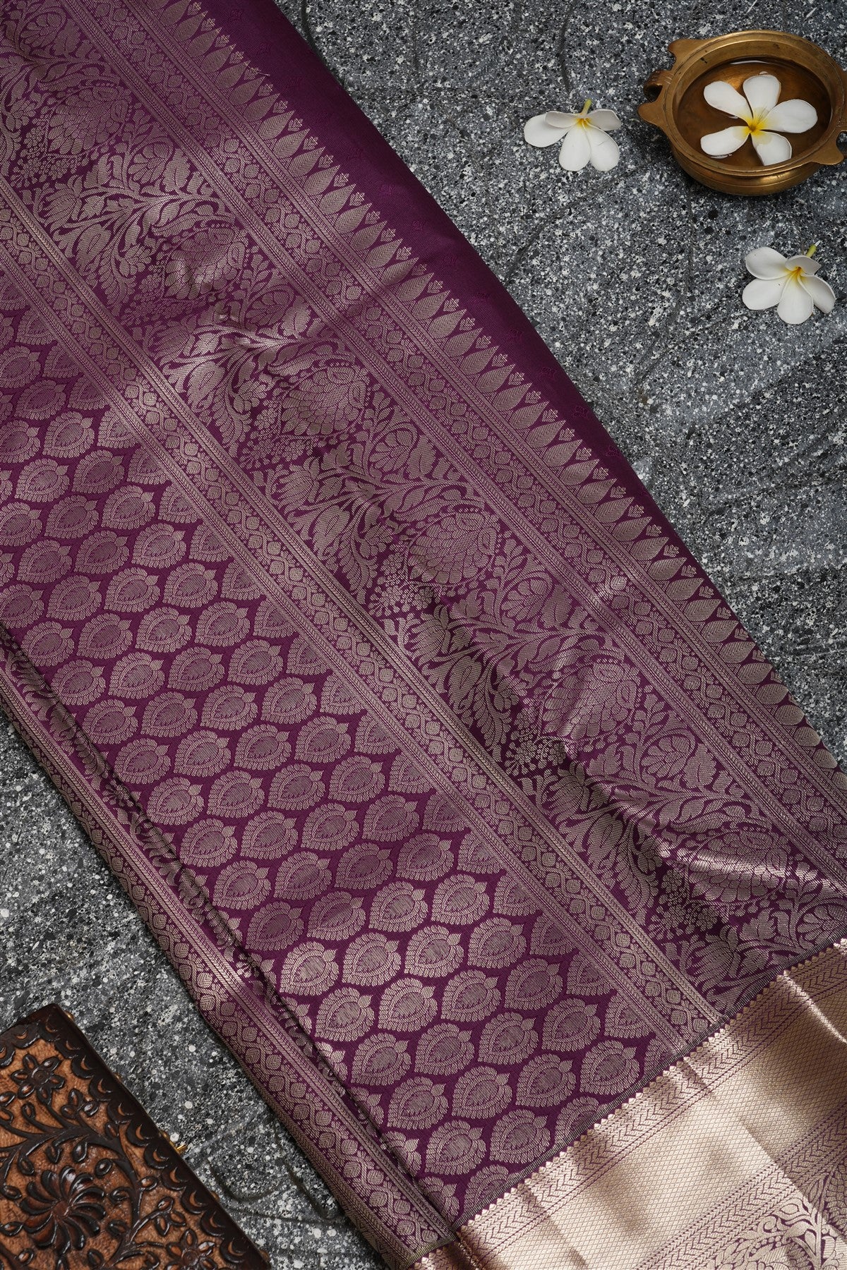 Semi Kanchipuram Silk Olive Green Saree