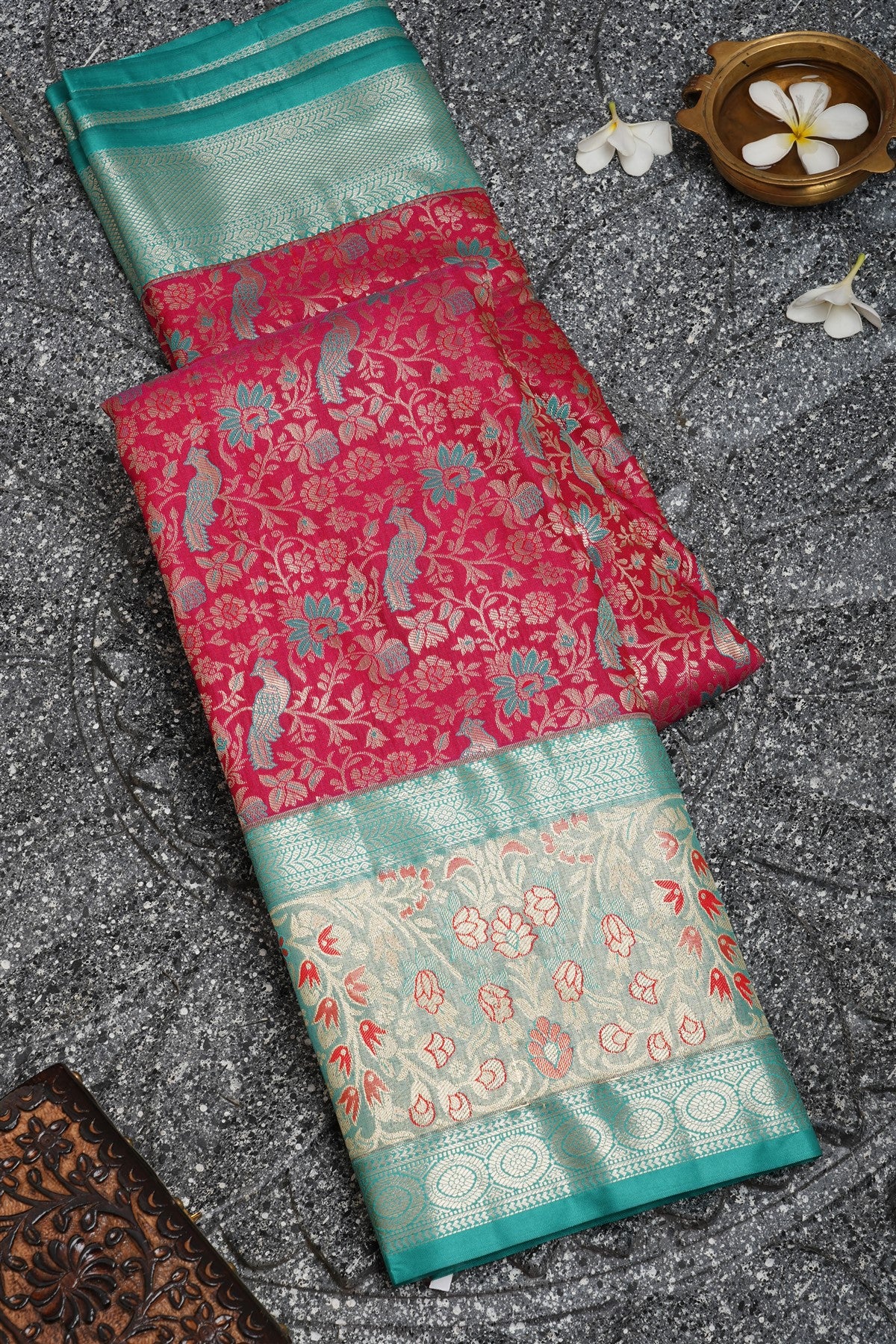 Semi Kanchipuram Silk Deep Pink Saree