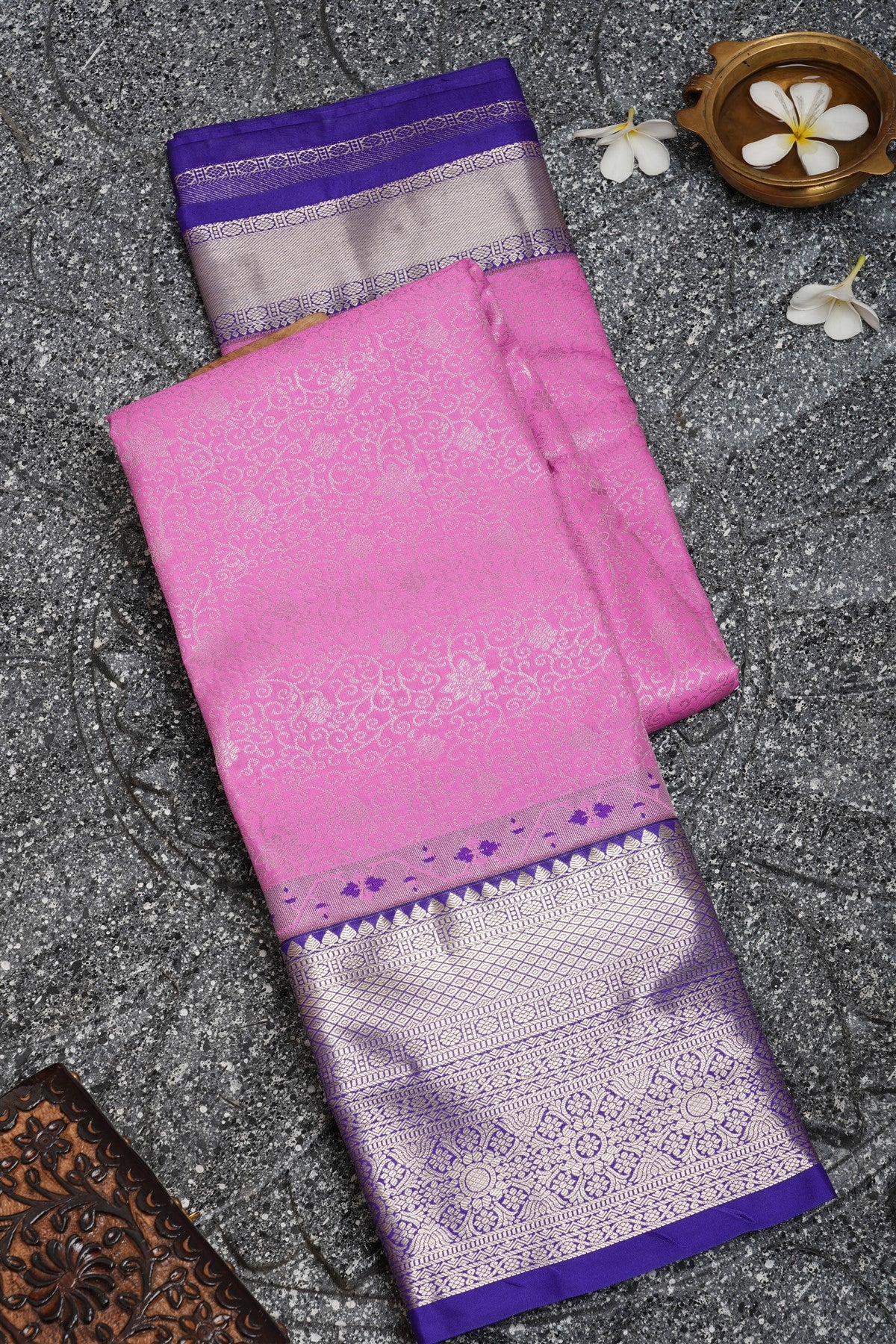 Semi Kanchipuram Silk Light Pink Saree