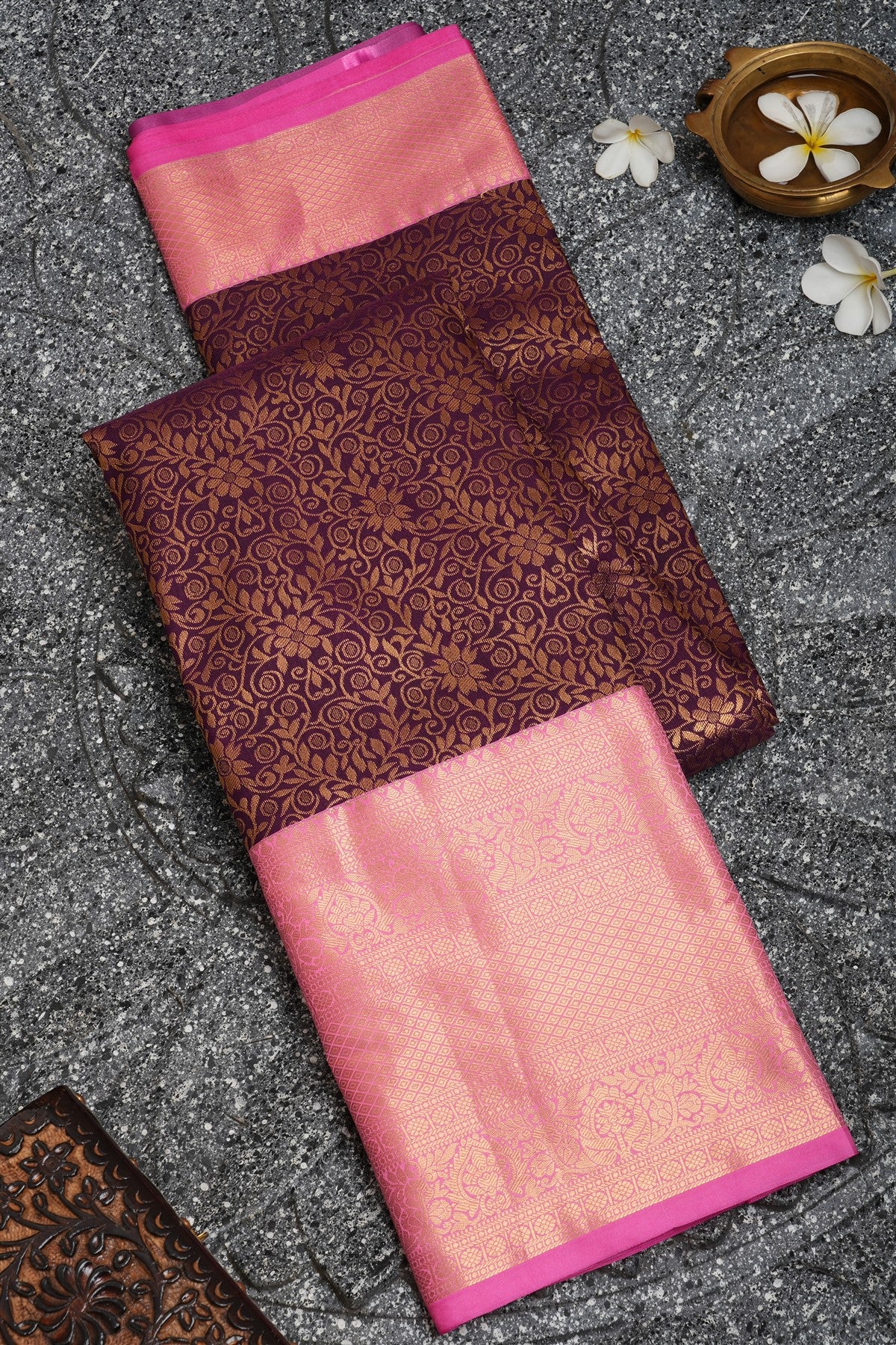 Semi Kanchipuram Silk Magenta Saree