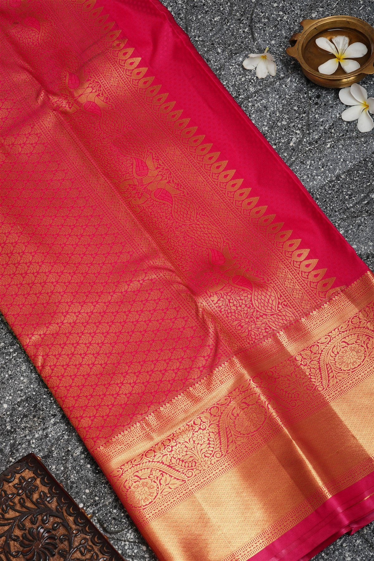 Semi Kanchipuram Silk Green Saree