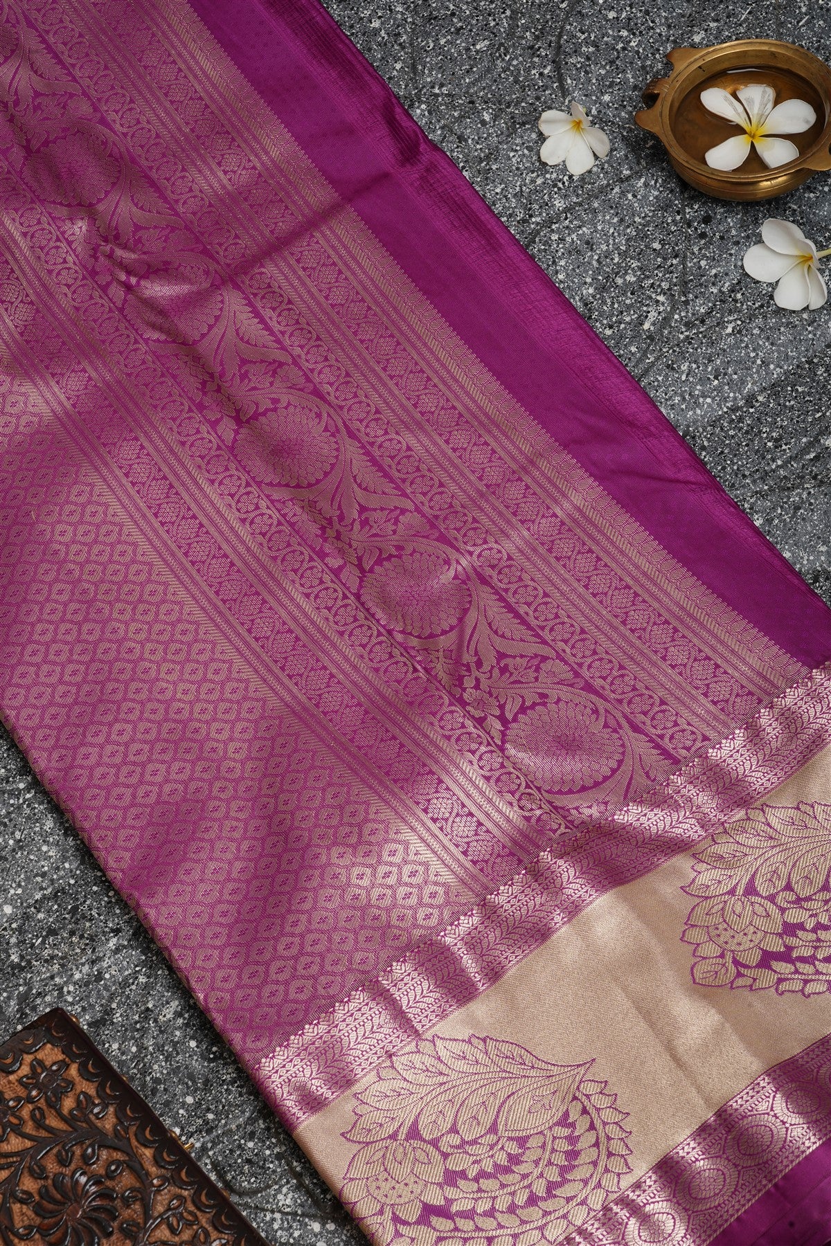 Semi Kanchipuram Silk Rama Green Saree