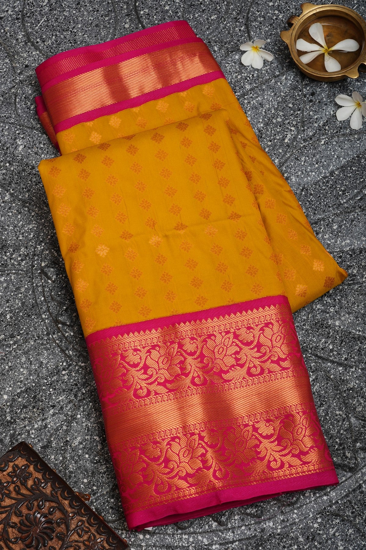 Semi Pattu Silk Yellow Saree