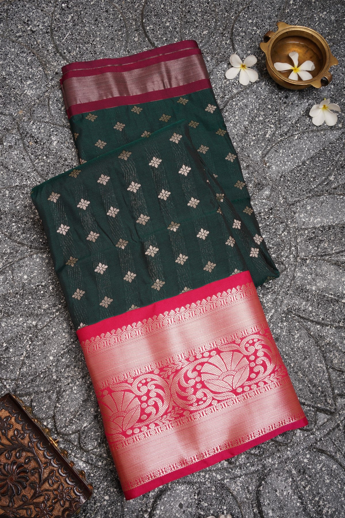 Semi Pattu Silk Dark Green Saree
