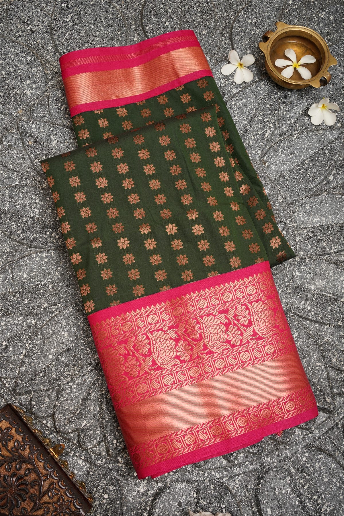 Semi Pattu Silk Dark Green Saree