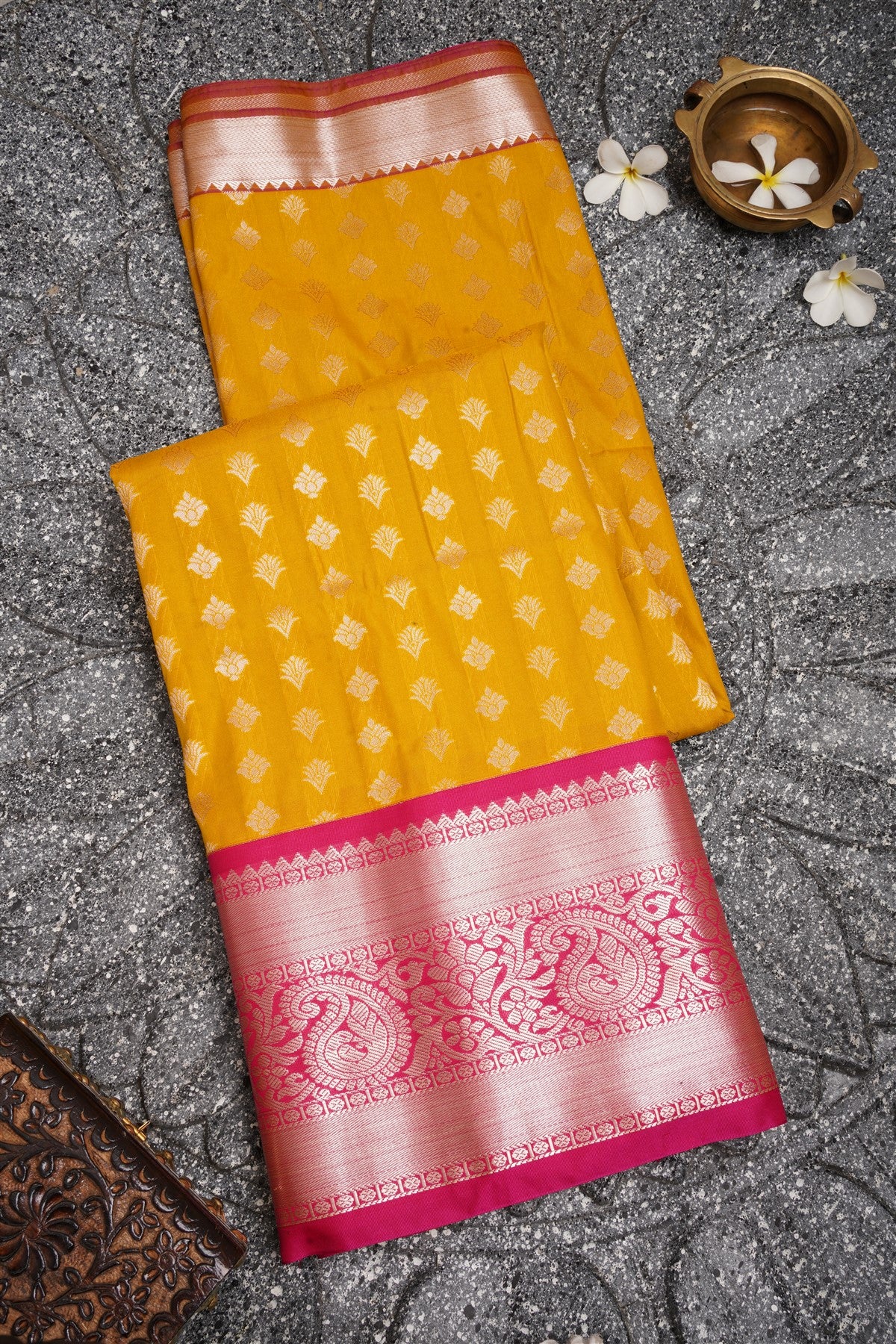 Semi Pattu Silk Yellow Saree
