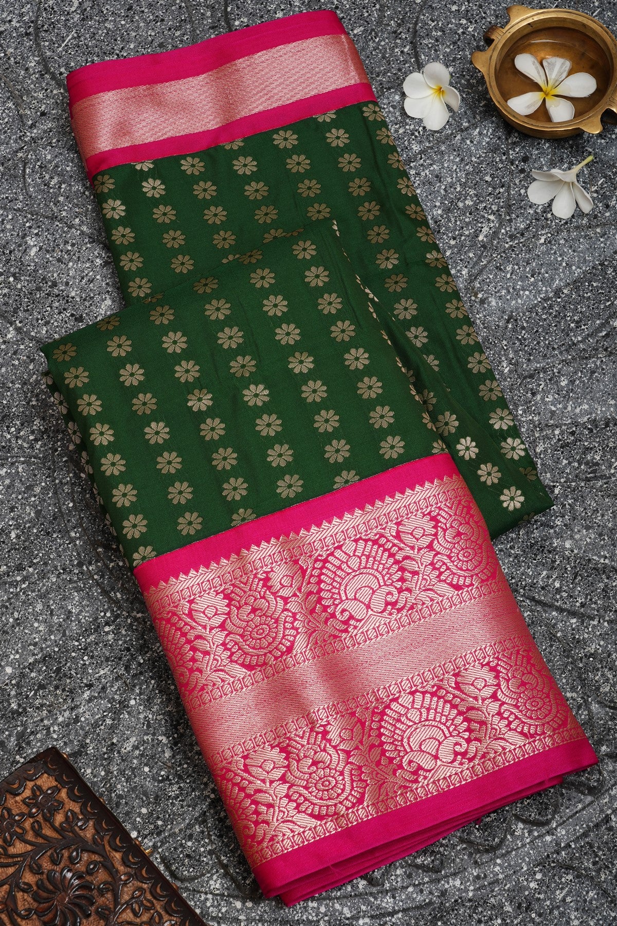 Semi Pattu Silk Green Saree