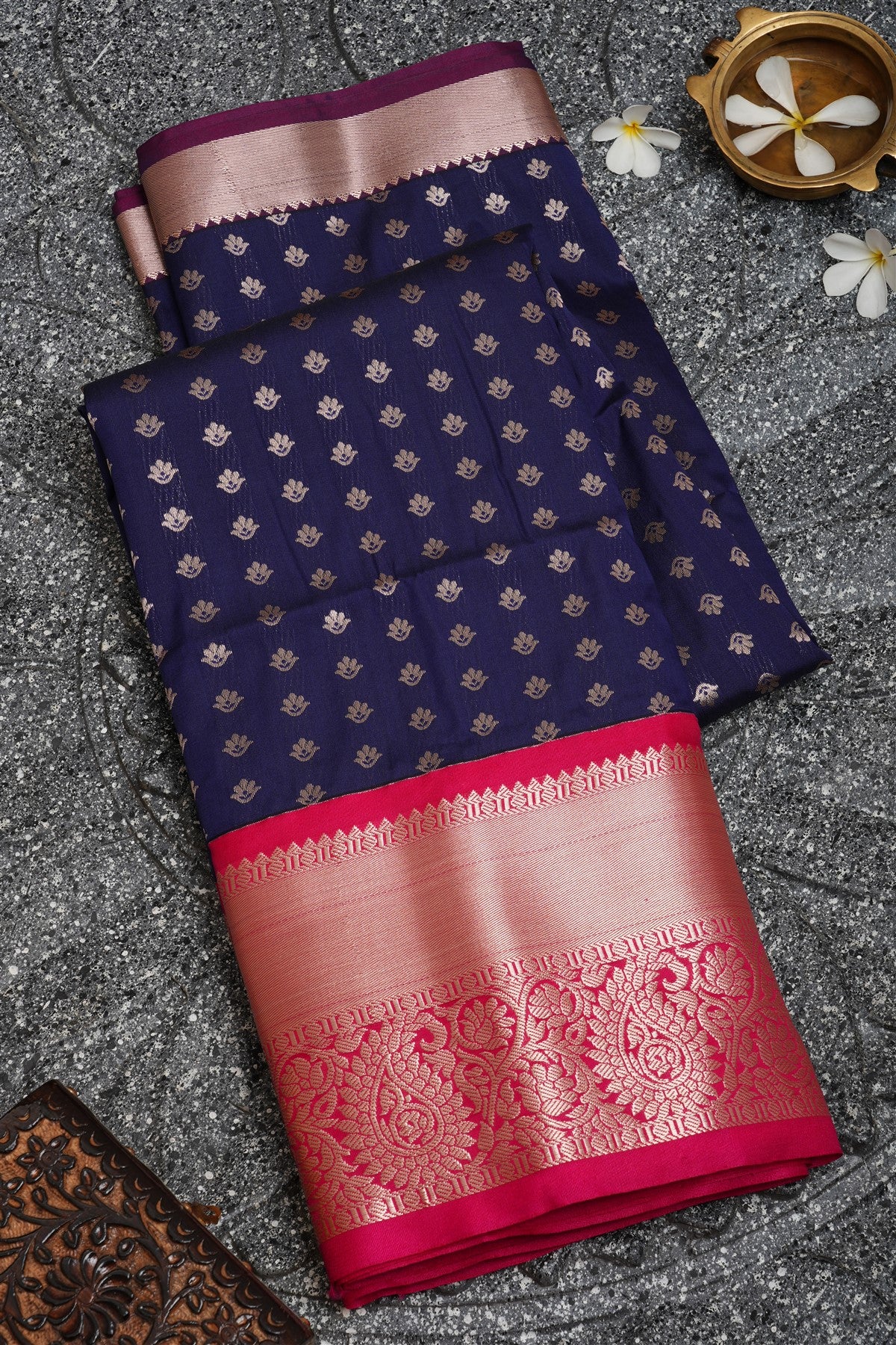 Semi Pattu Silk Navy Blue Saree