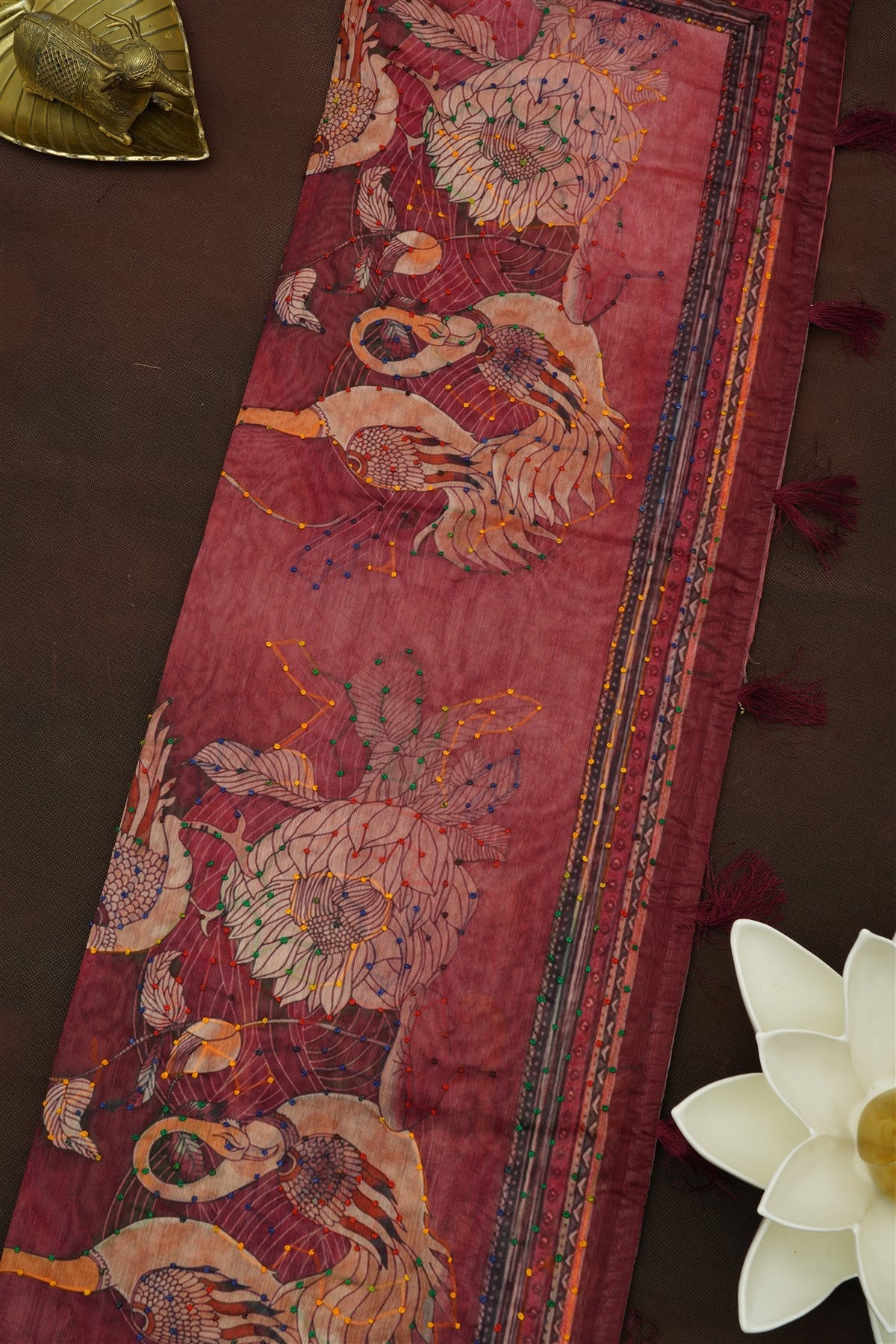 Bhagalpur Silk Maroon Saree