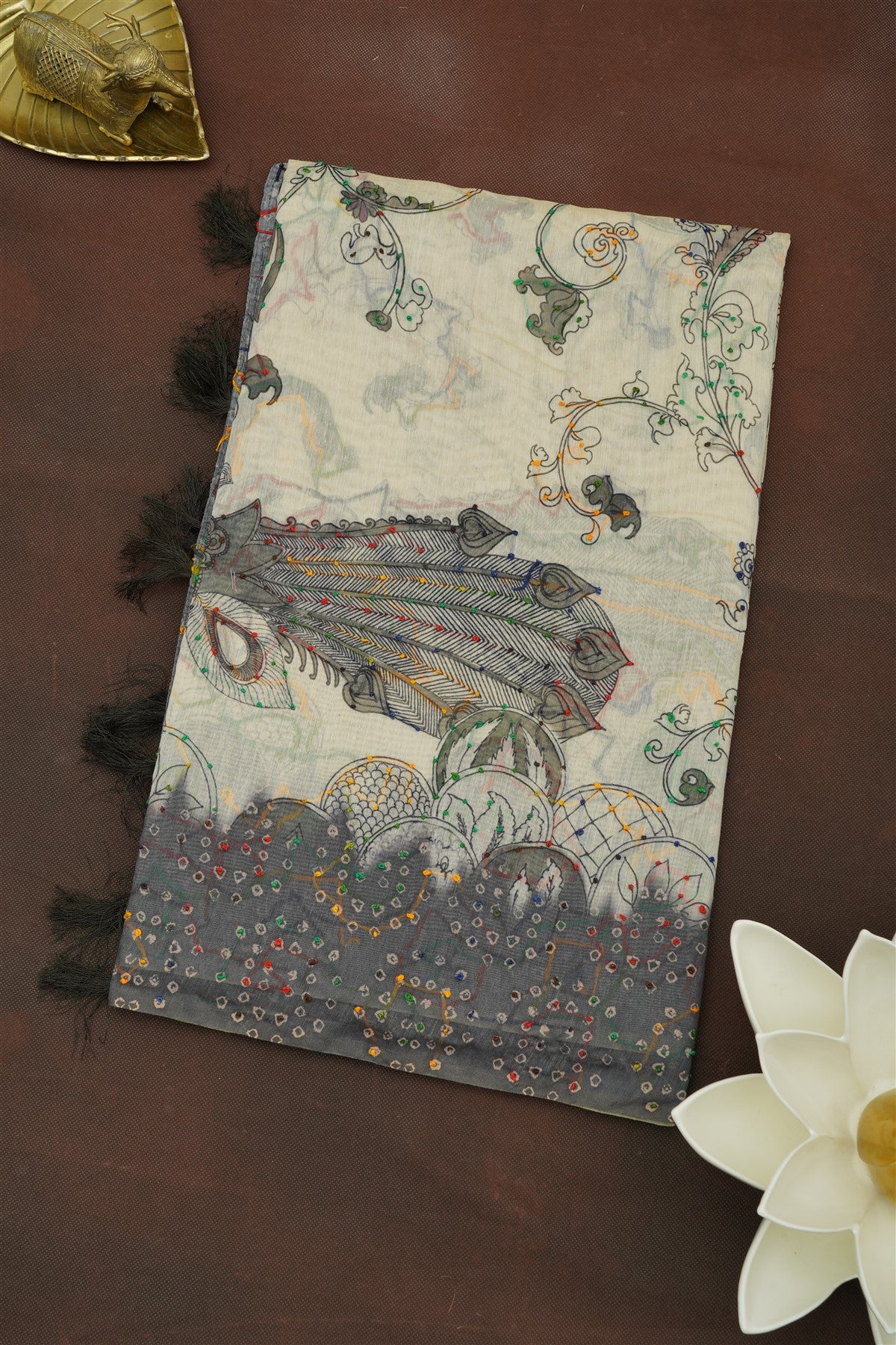 Fancy Mashru Grey Saree