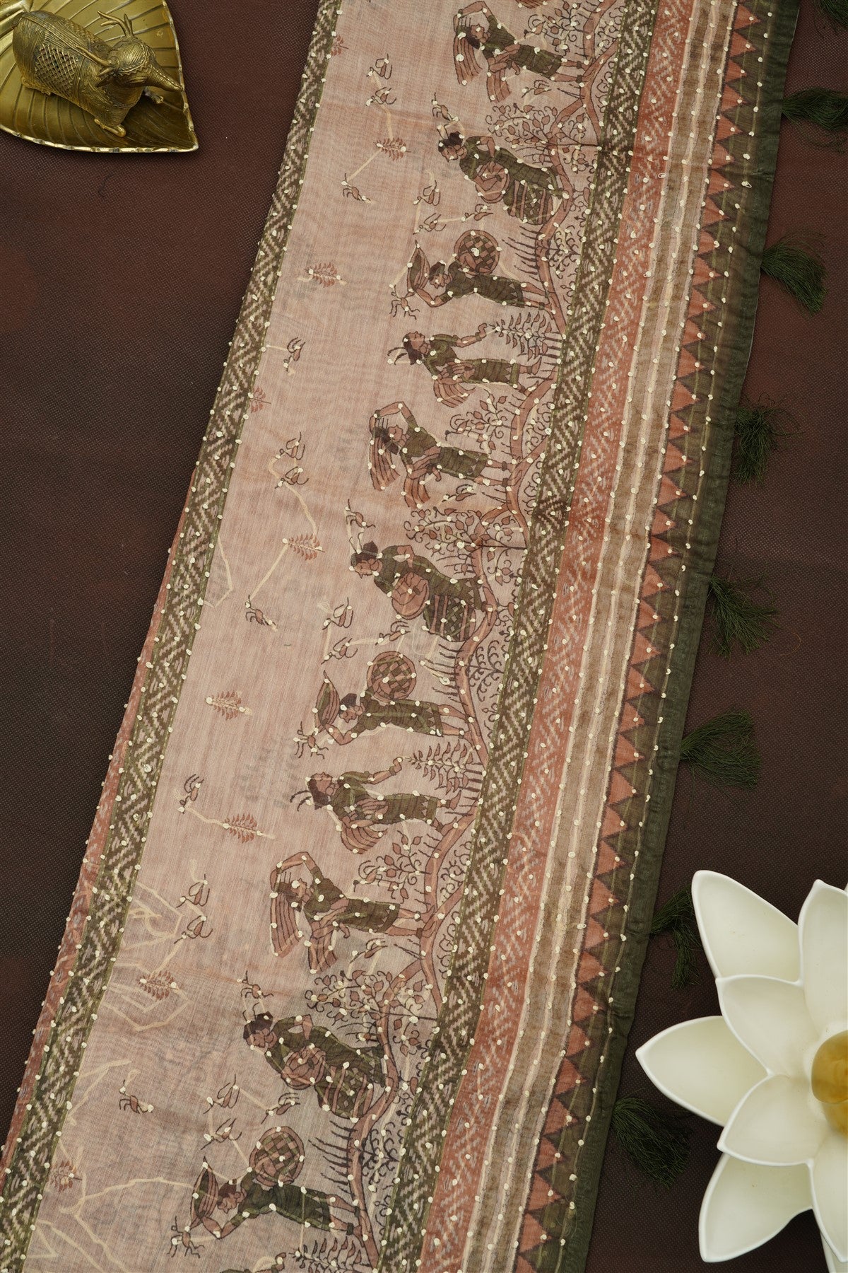 Bhagalpur Silk Olive Green Saree