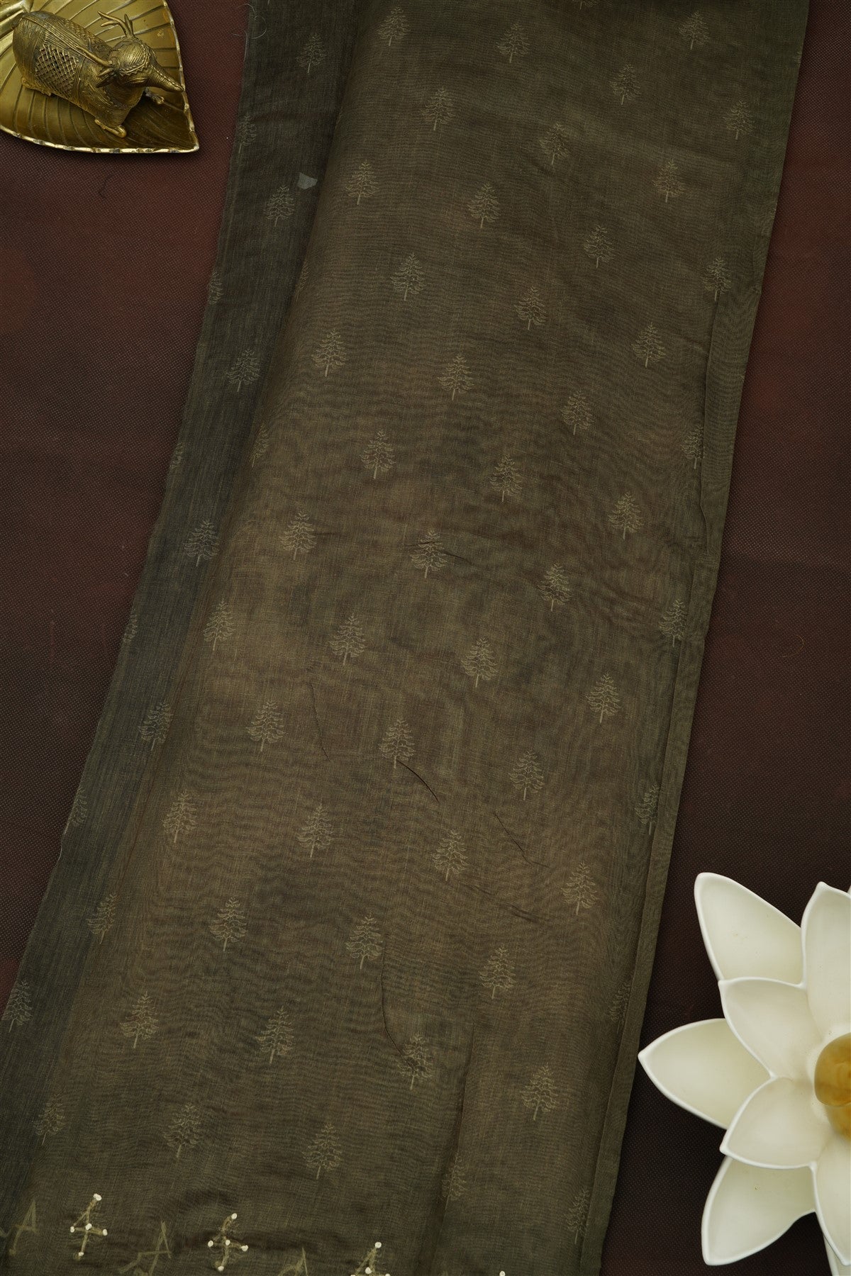Bhagalpur Silk Olive Green Saree