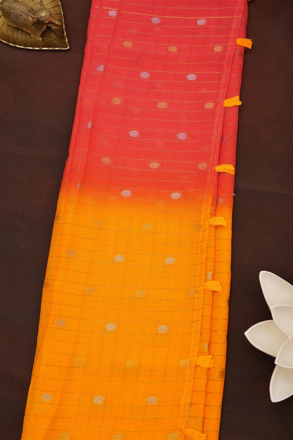 Fancy Chinon Chiffon Yellow Saree