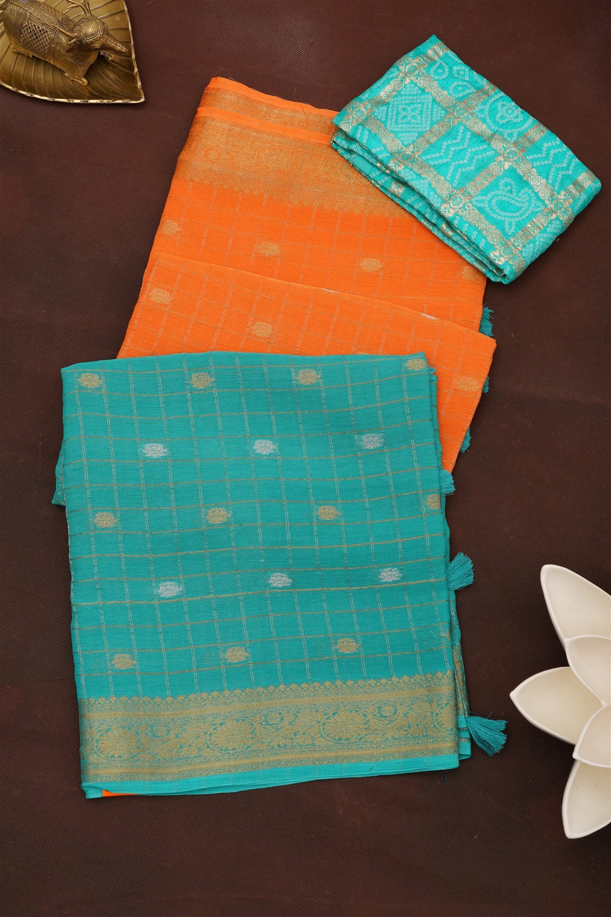 Fancy Chinon Chiffon Sea Green Saree