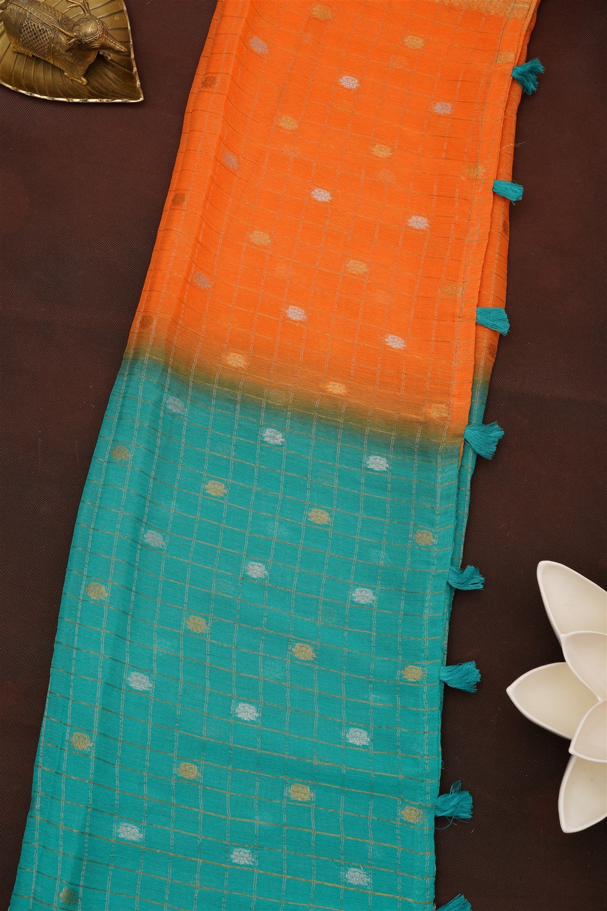 Fancy Chinon Chiffon Sea Green Saree