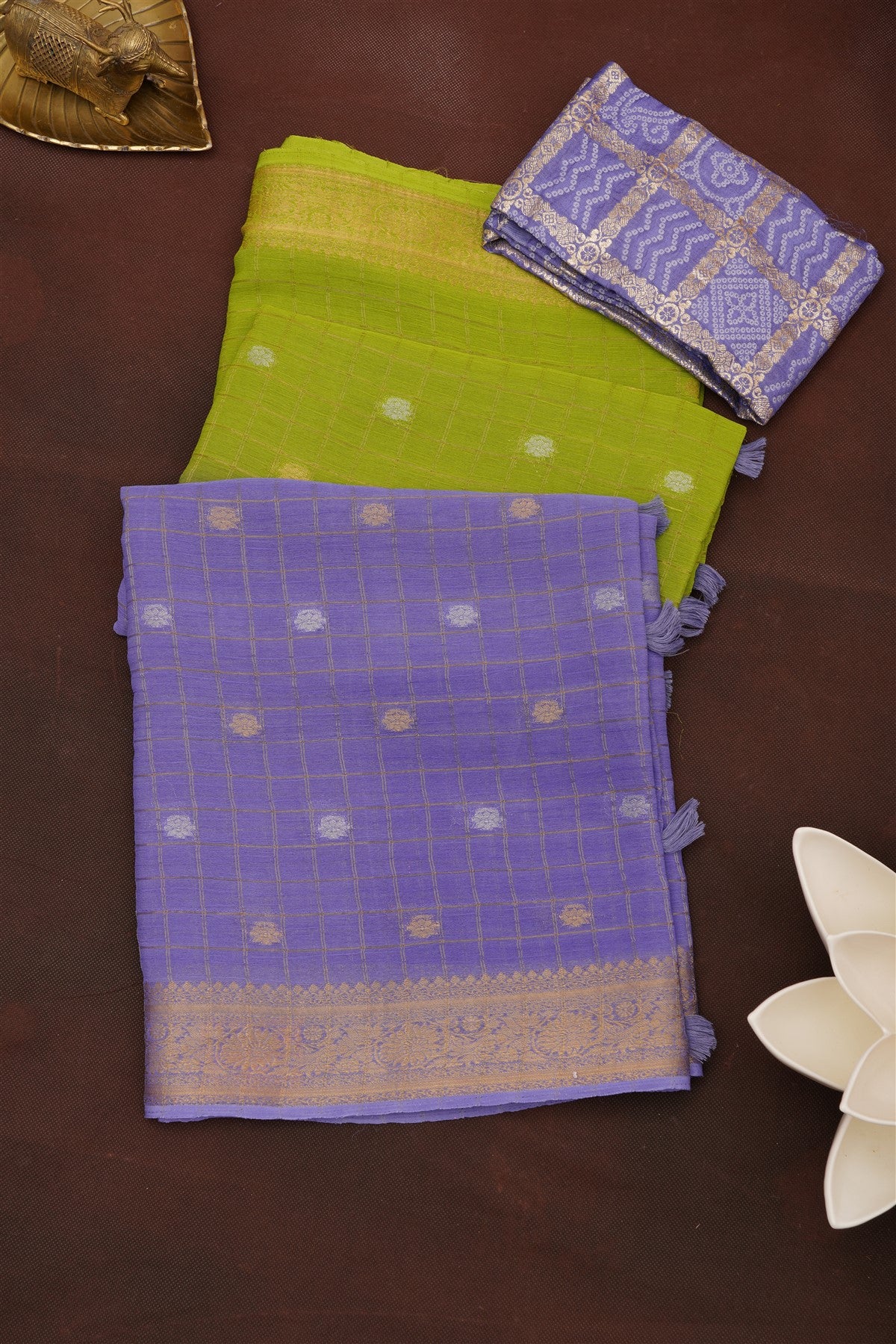 Fancy Chinon Chiffon Lavender Saree