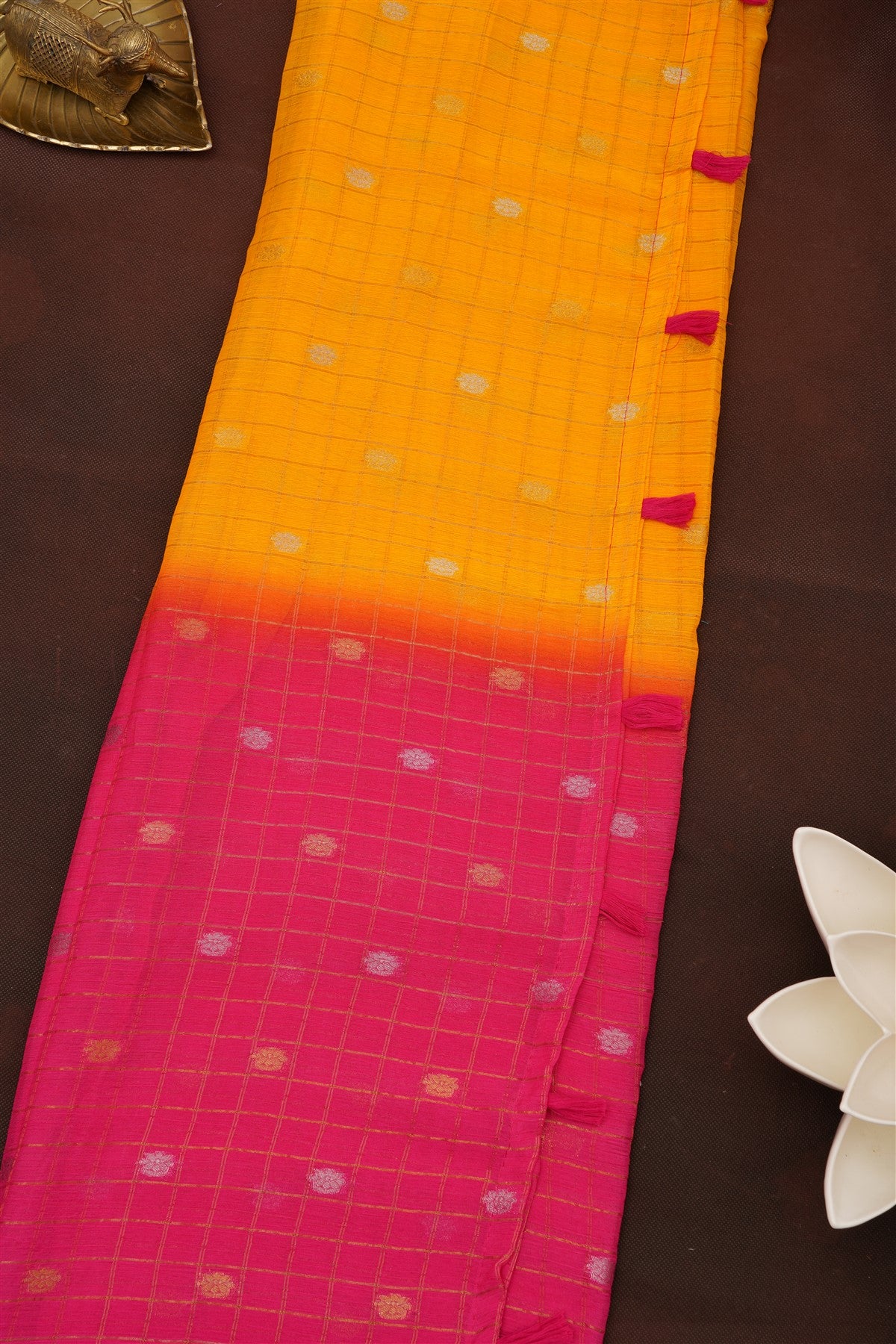 Fancy Chinon Chiffon Dark Pink Saree