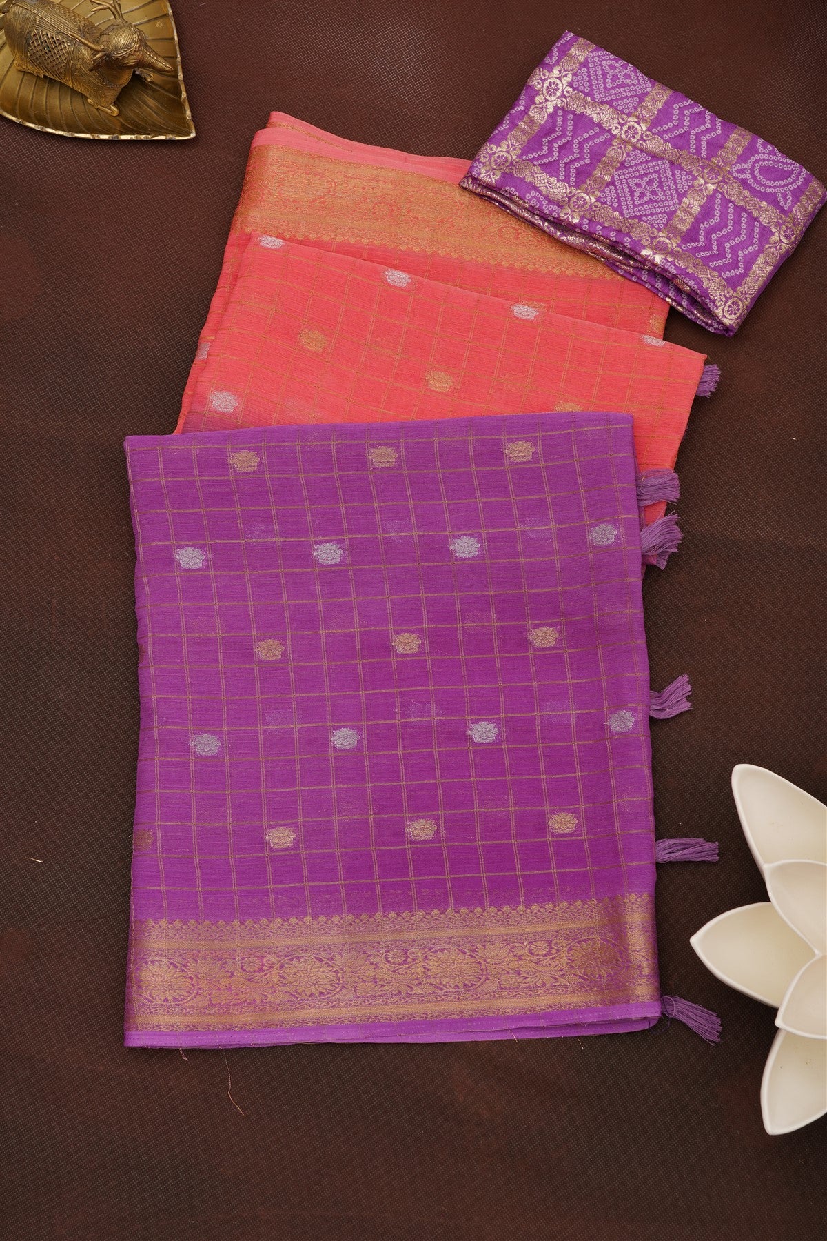 Fancy Chinon Chiffon Purple Saree