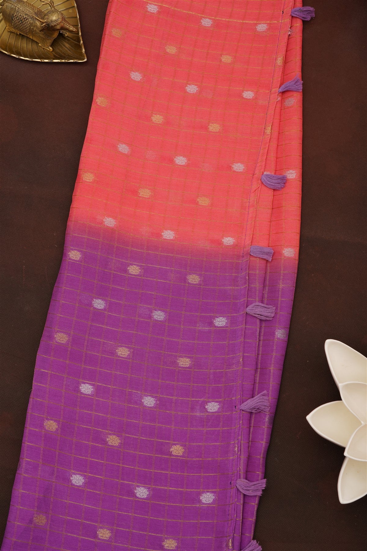 Fancy Chinon Chiffon Purple Saree