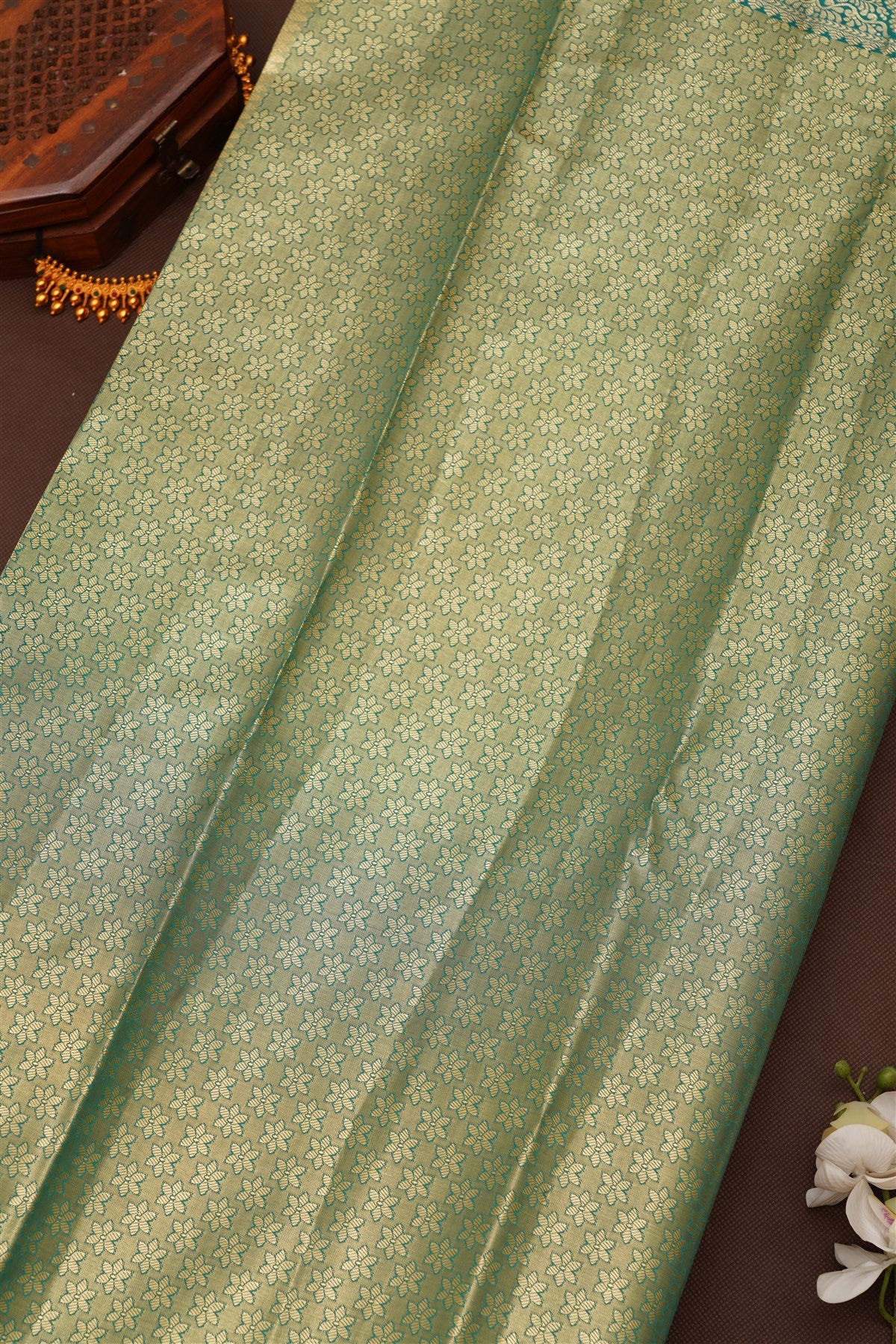 Semi Pattu Silk Blend Gold Saree
