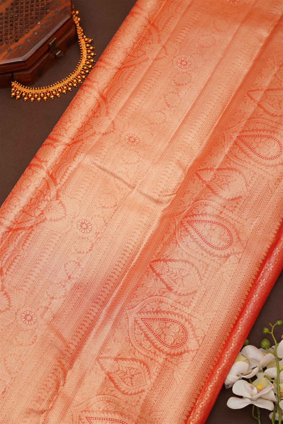 Semi Pattu Silk Blend Dark Olive Green Saree