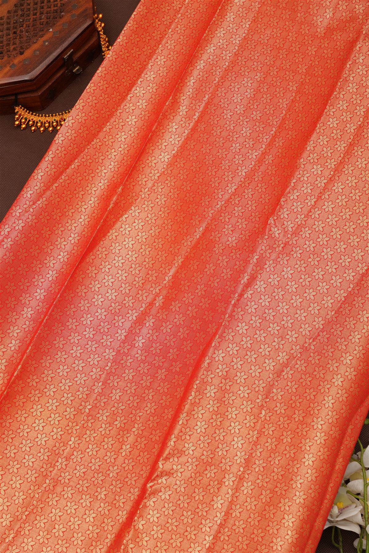 Semi Pattu Silk Blend Dark Olive Green Saree