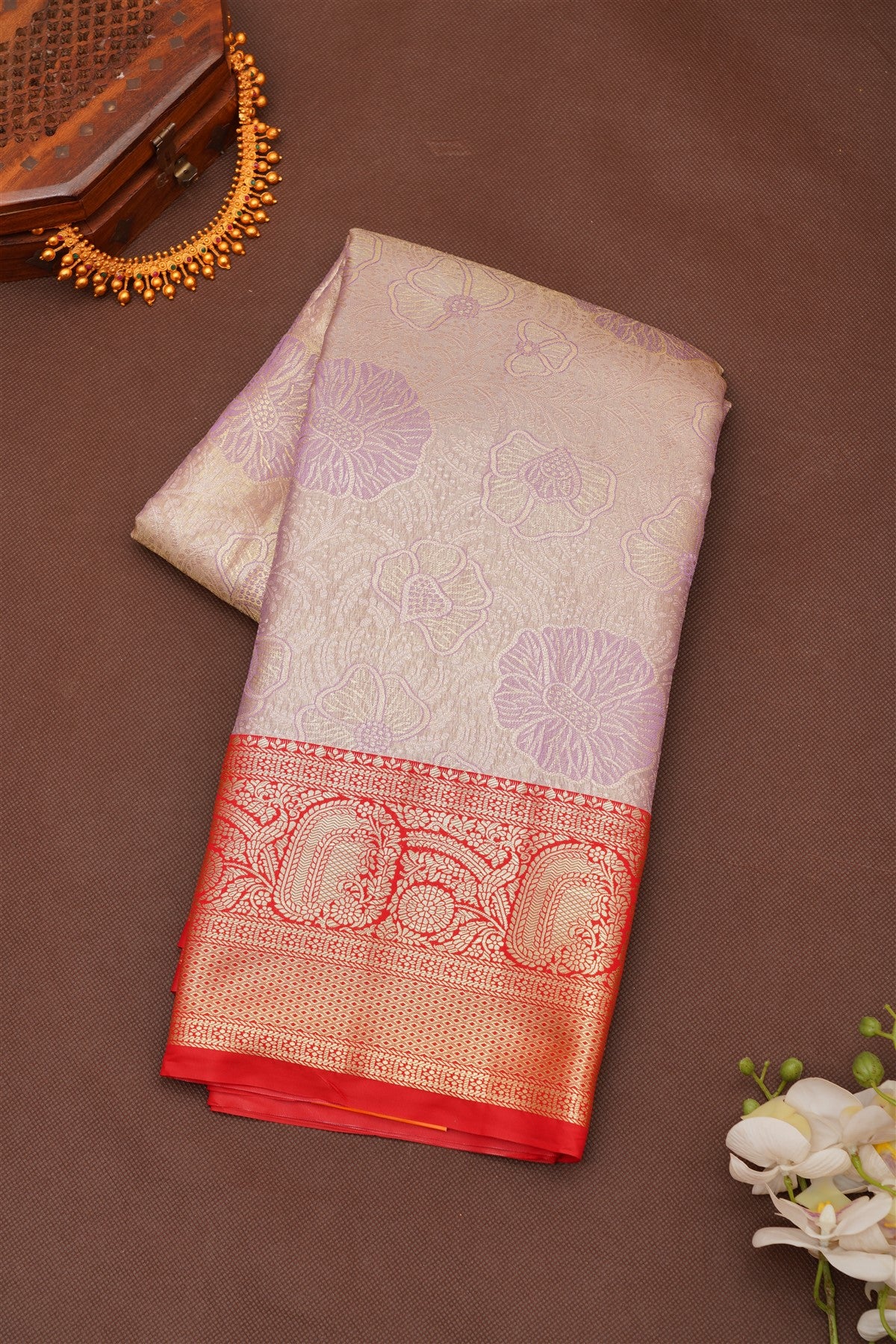 Semi Pattu Silk Blend Light Lavender Saree