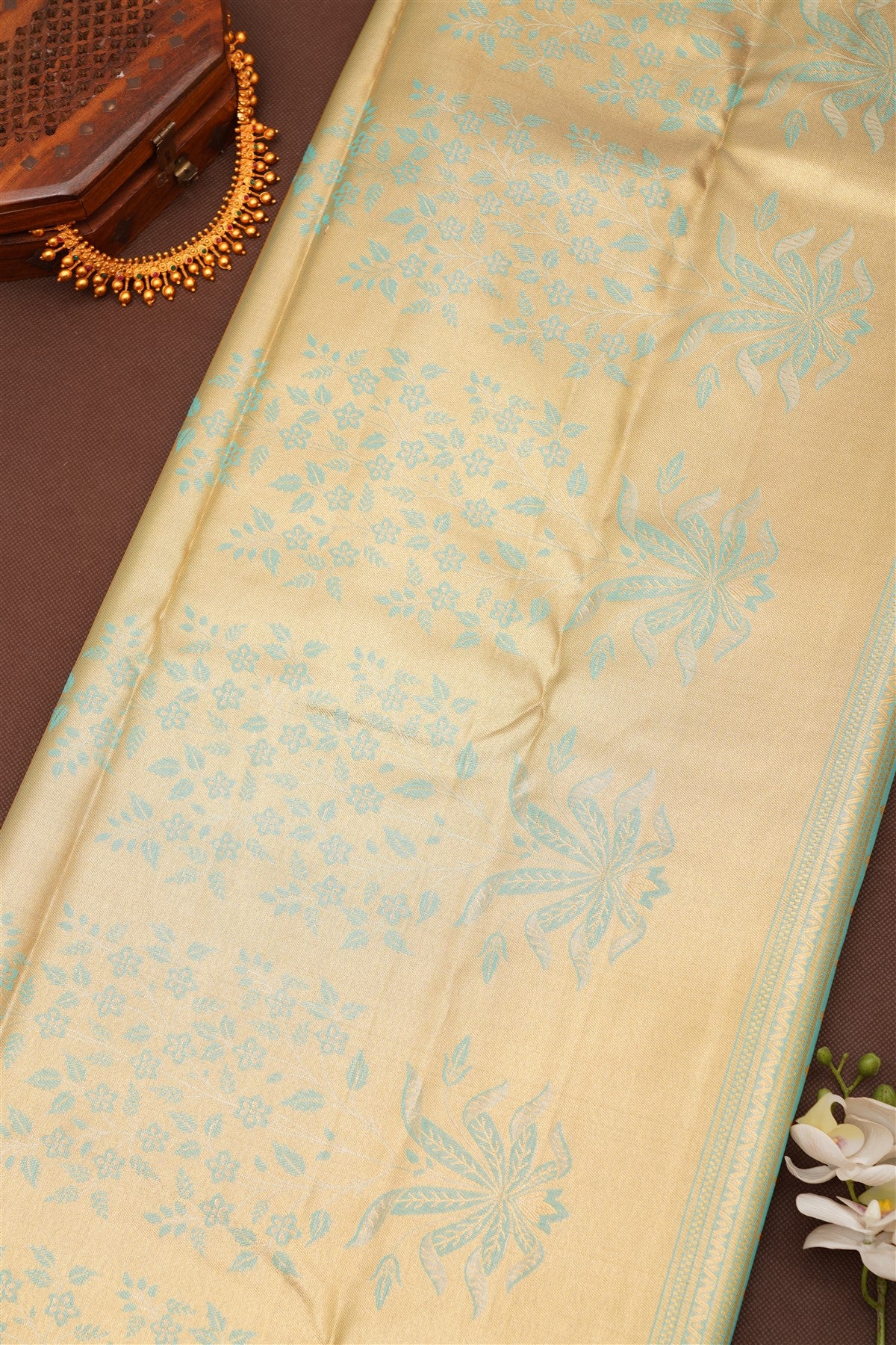 Semi Pattu Silk Blend Sea Green Saree