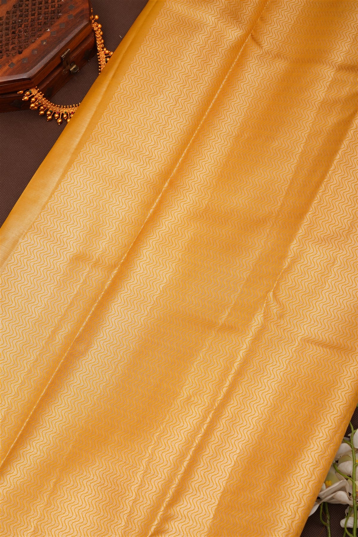 Semi Pattu Silk Blend Mustard Saree