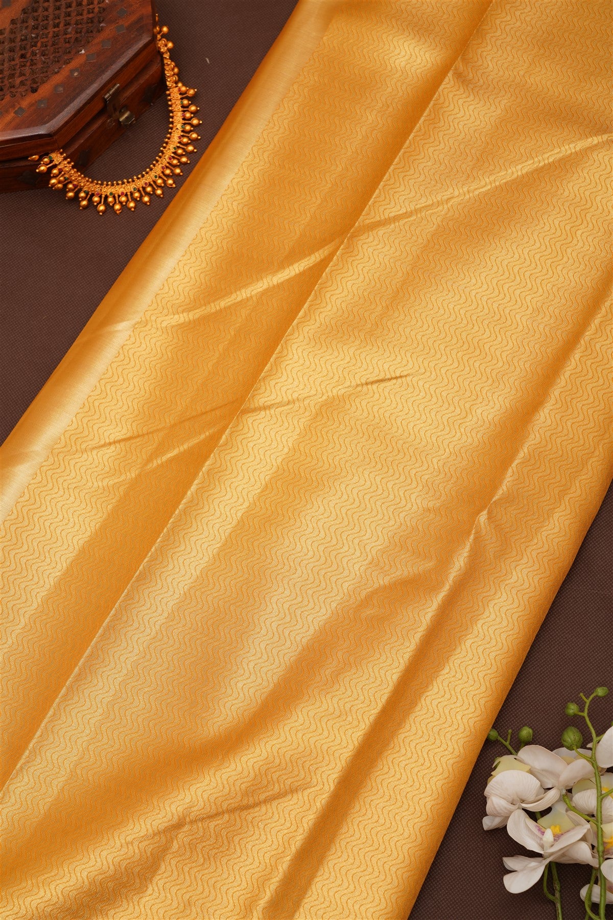 Semi Pattu Silk Blend Light Mustard Saree