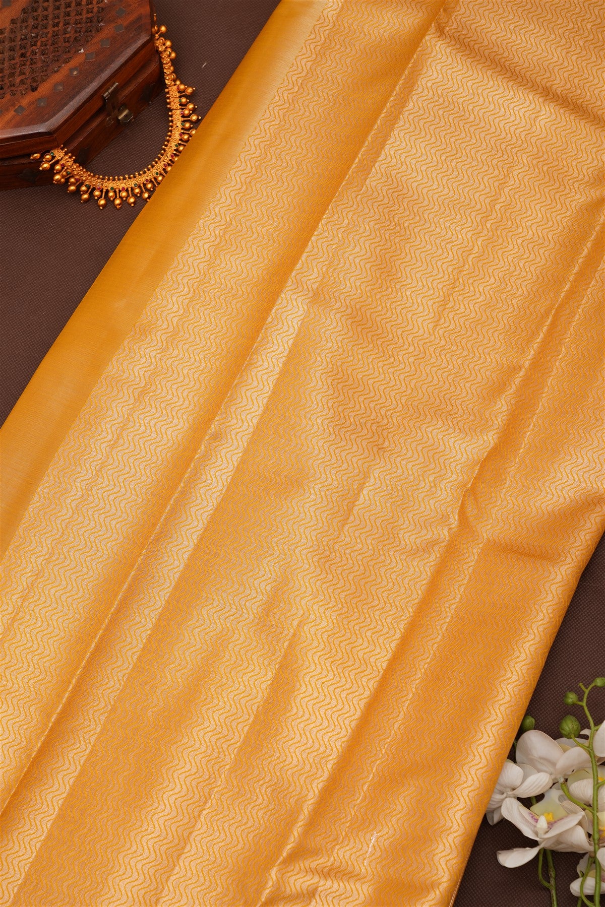 Semi Pattu Silk Blend Light Mustard Saree