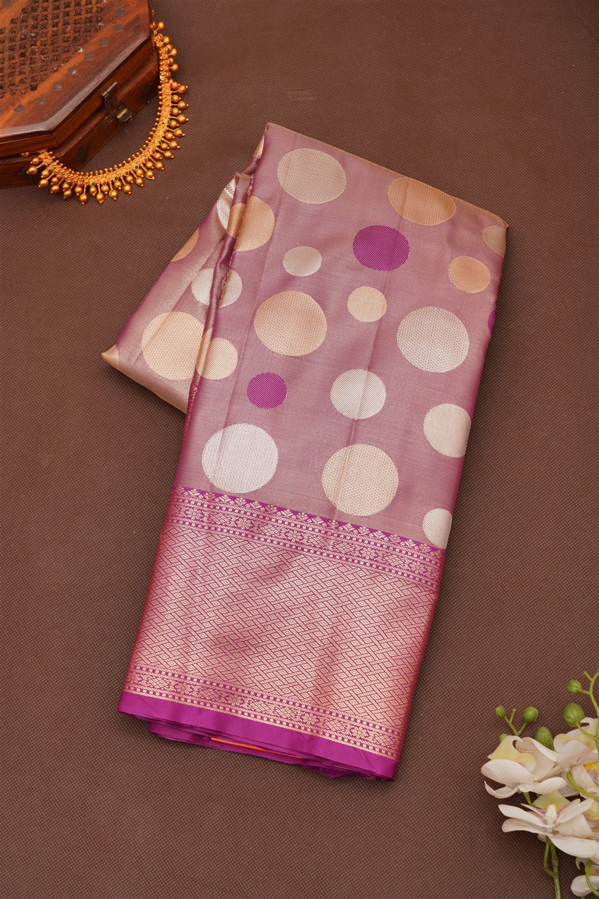 Semi Pattu Silk Blend Violet Saree