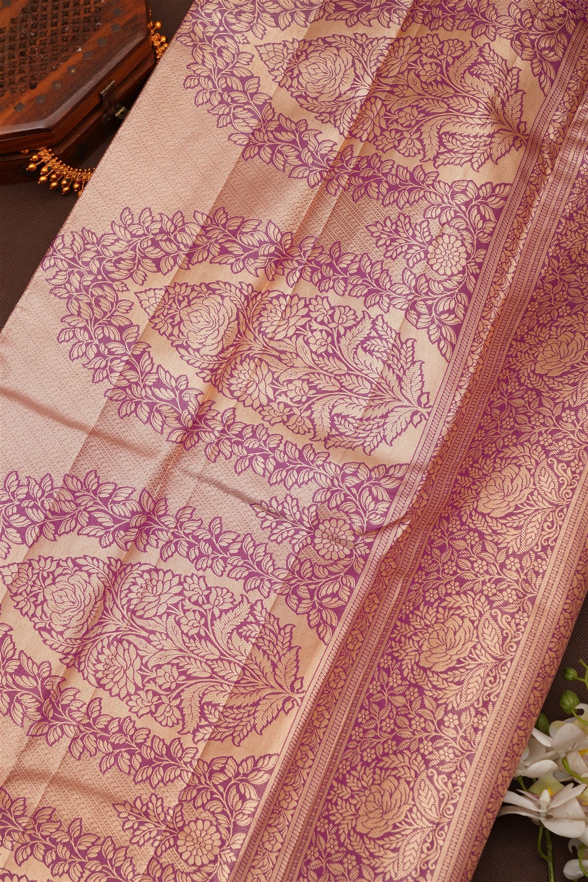 Semi Pattu Silk Blend Violet Saree