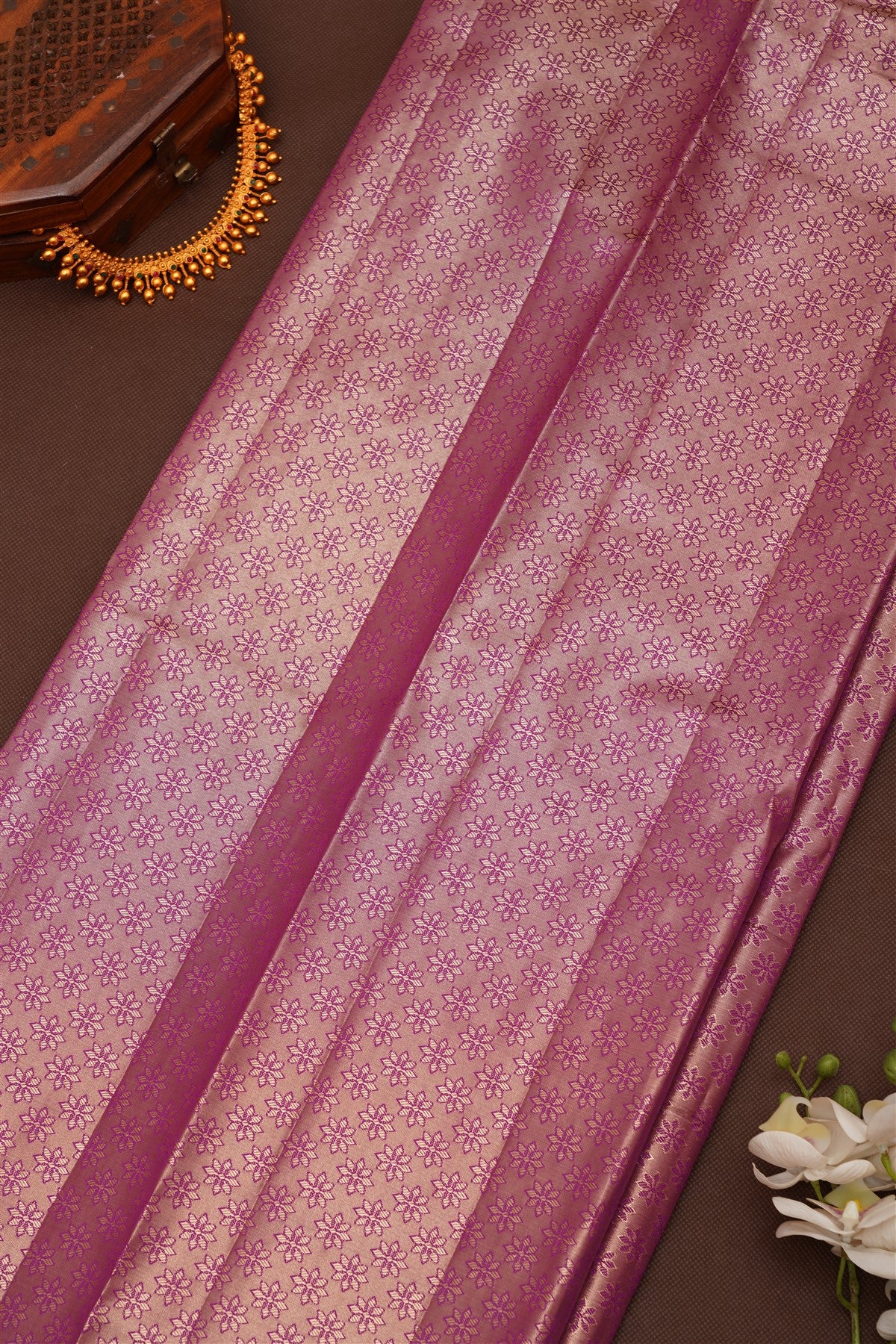 Semi Pattu Silk Blend Violet Saree