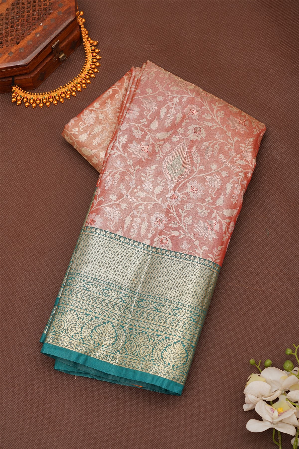 Semi Pattu Silk Blend Light Maroon Saree