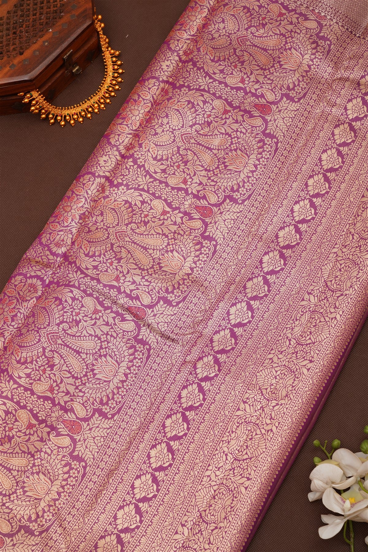 Semi Pattu Silk Blend Dark Magenta Saree