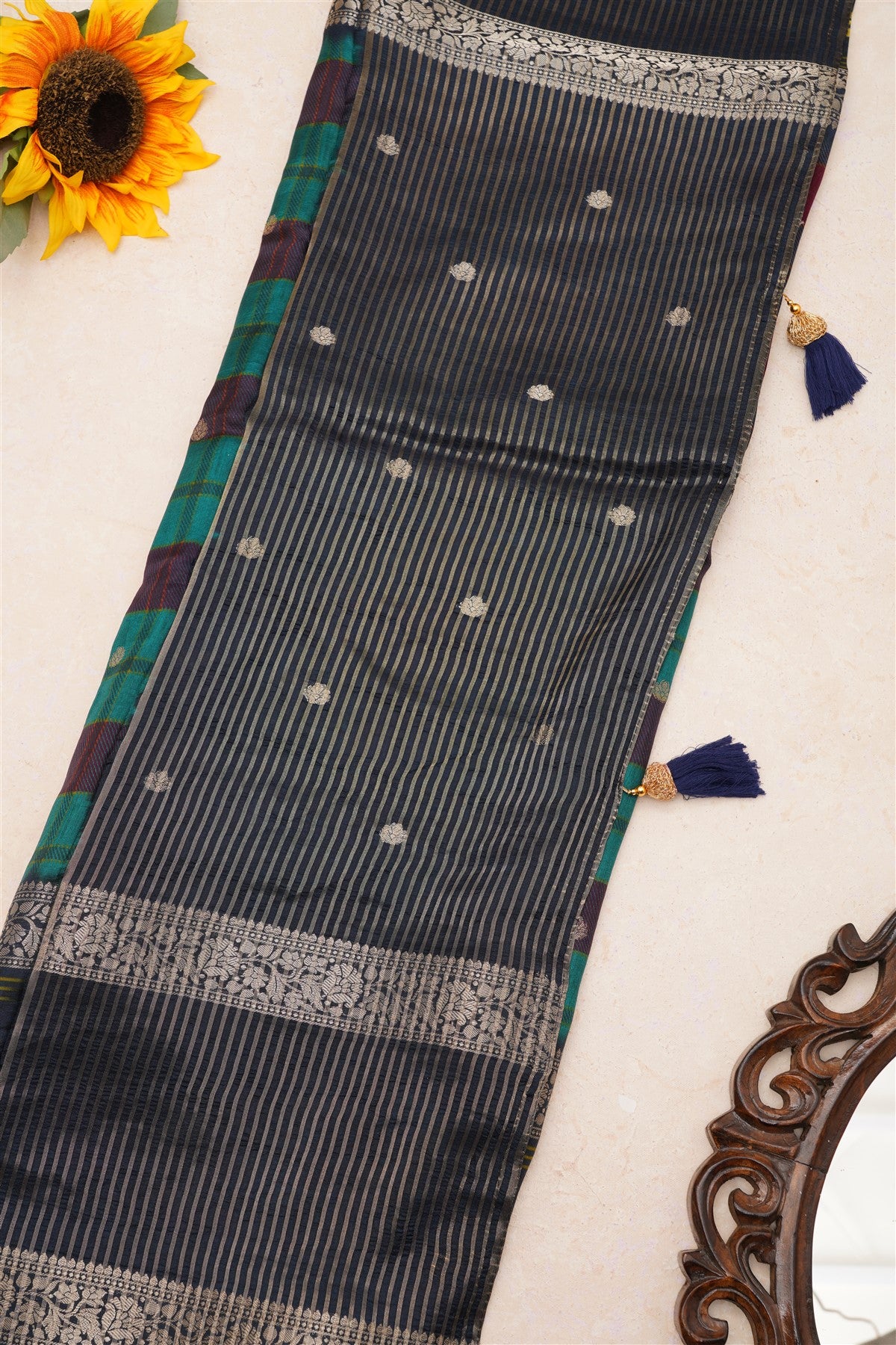 Fancy Dola Silk Multi Tanjore Print Saree