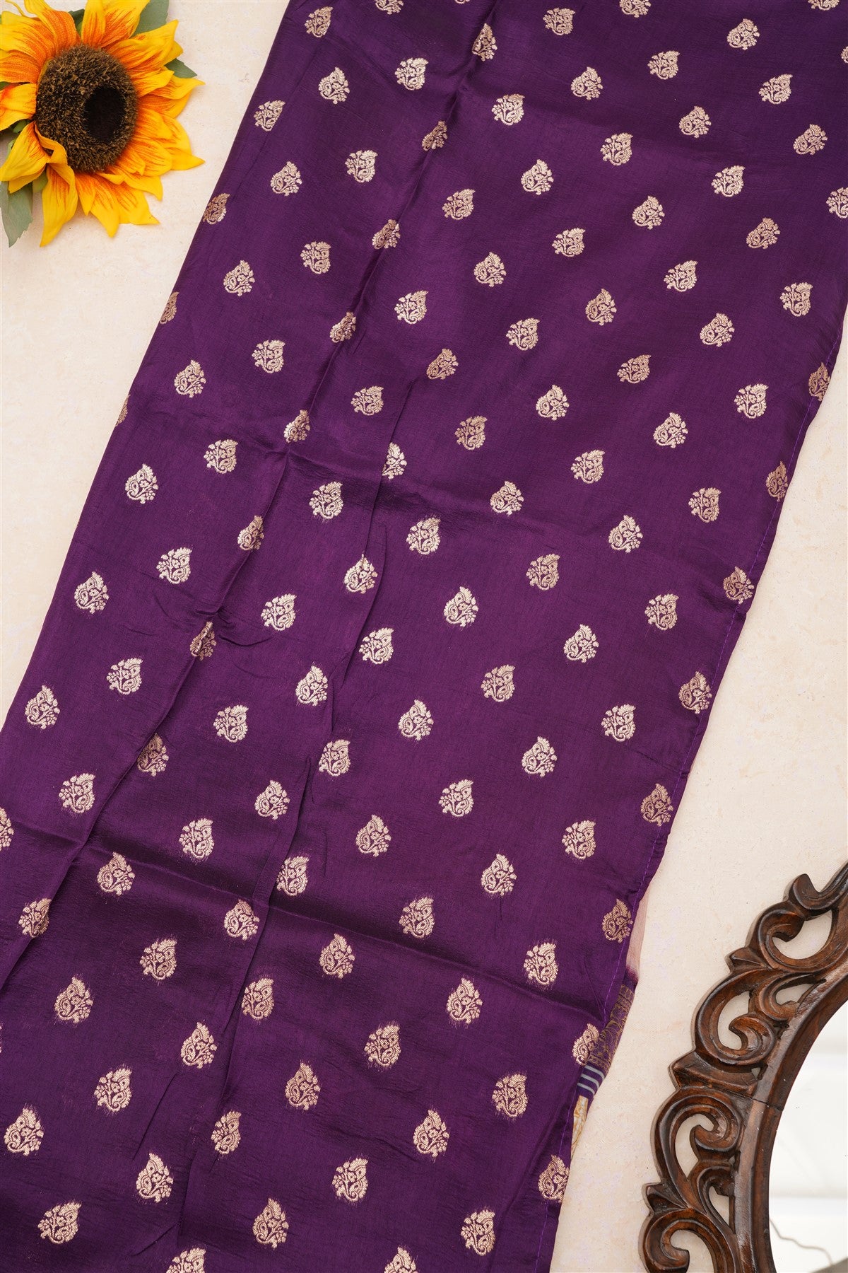 Fancy Dola Silk Dusty Pink Tanjore Print Saree