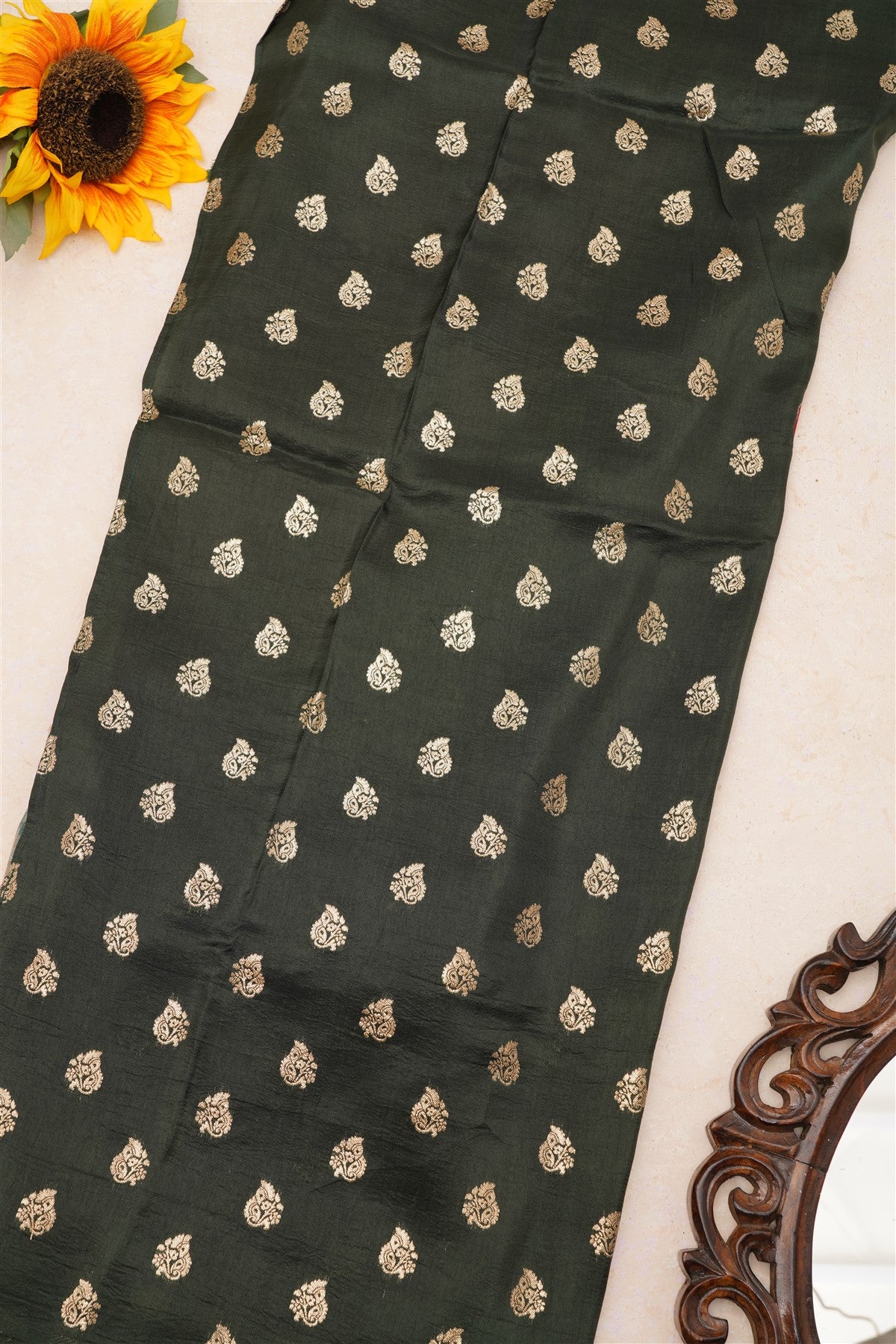 Fancy Dola Silk Maroon Tanjore Print Saree