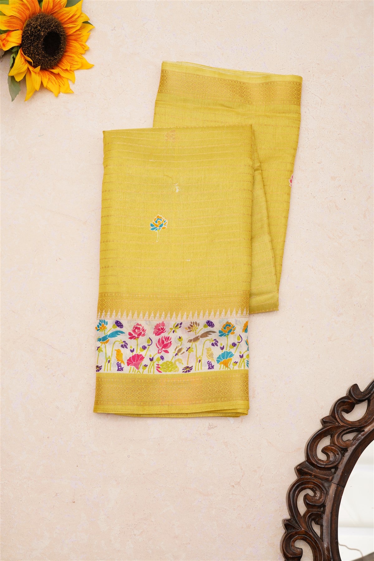 Fancy Dola Silk Lime Green Saree