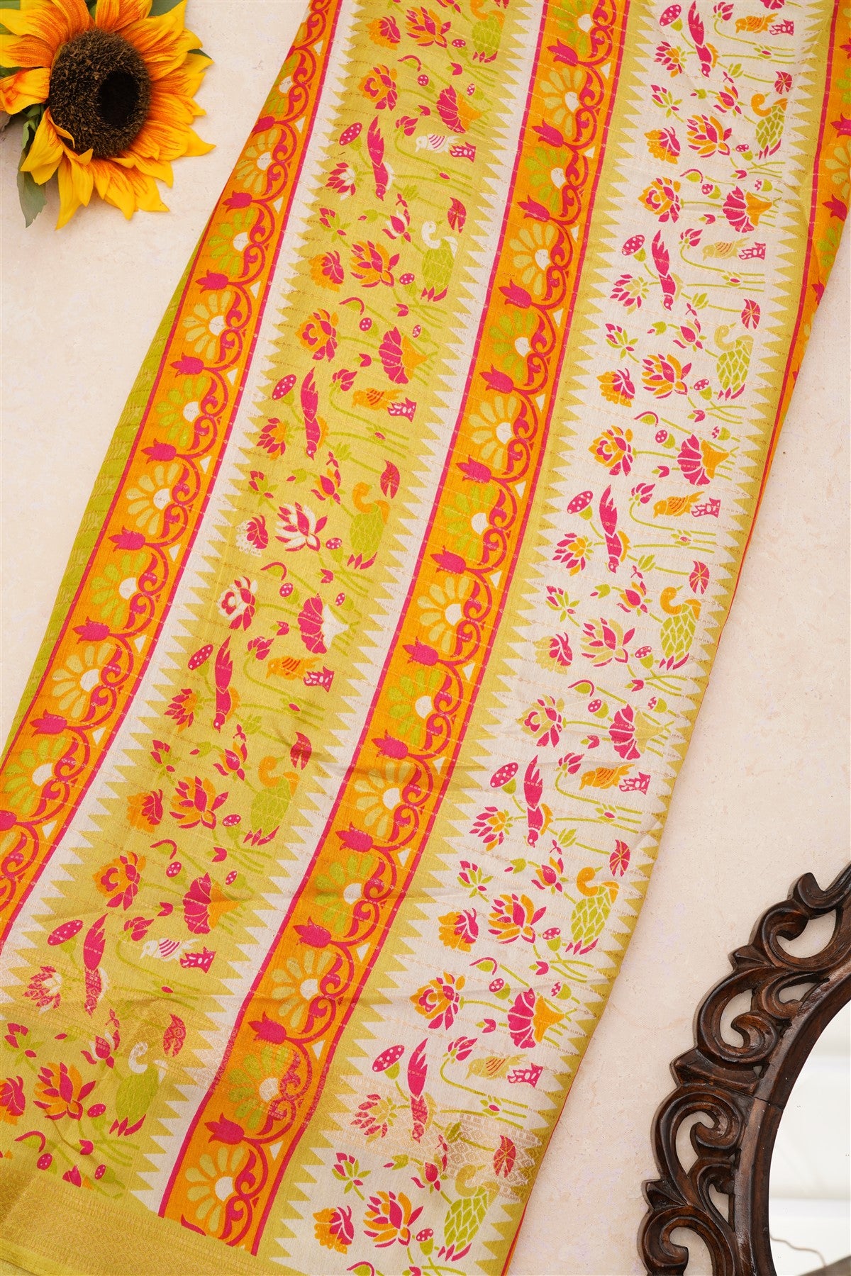 Fancy Dola Silk Lime Green Saree