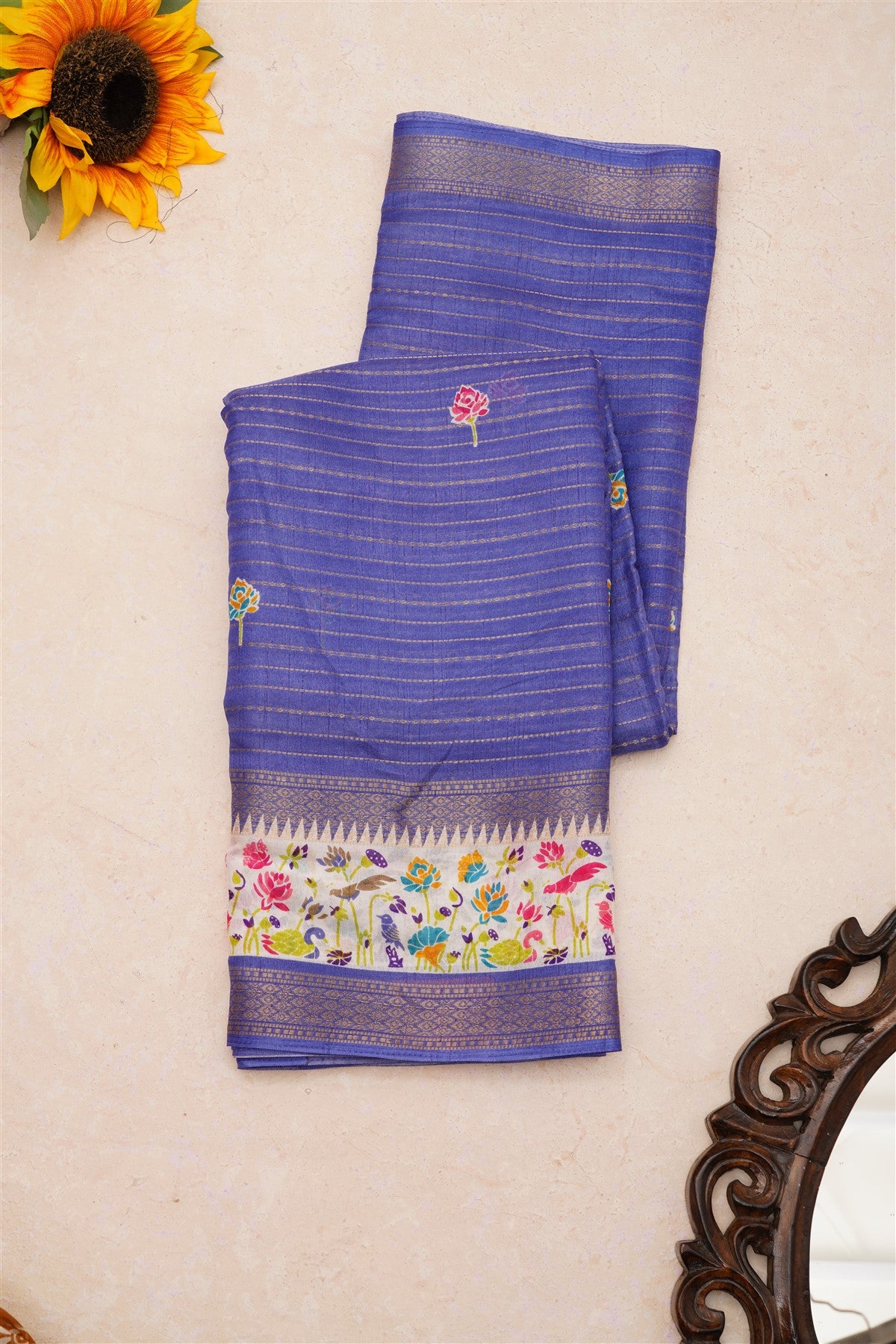 Fancy Dola Silk Royal Blue Saree