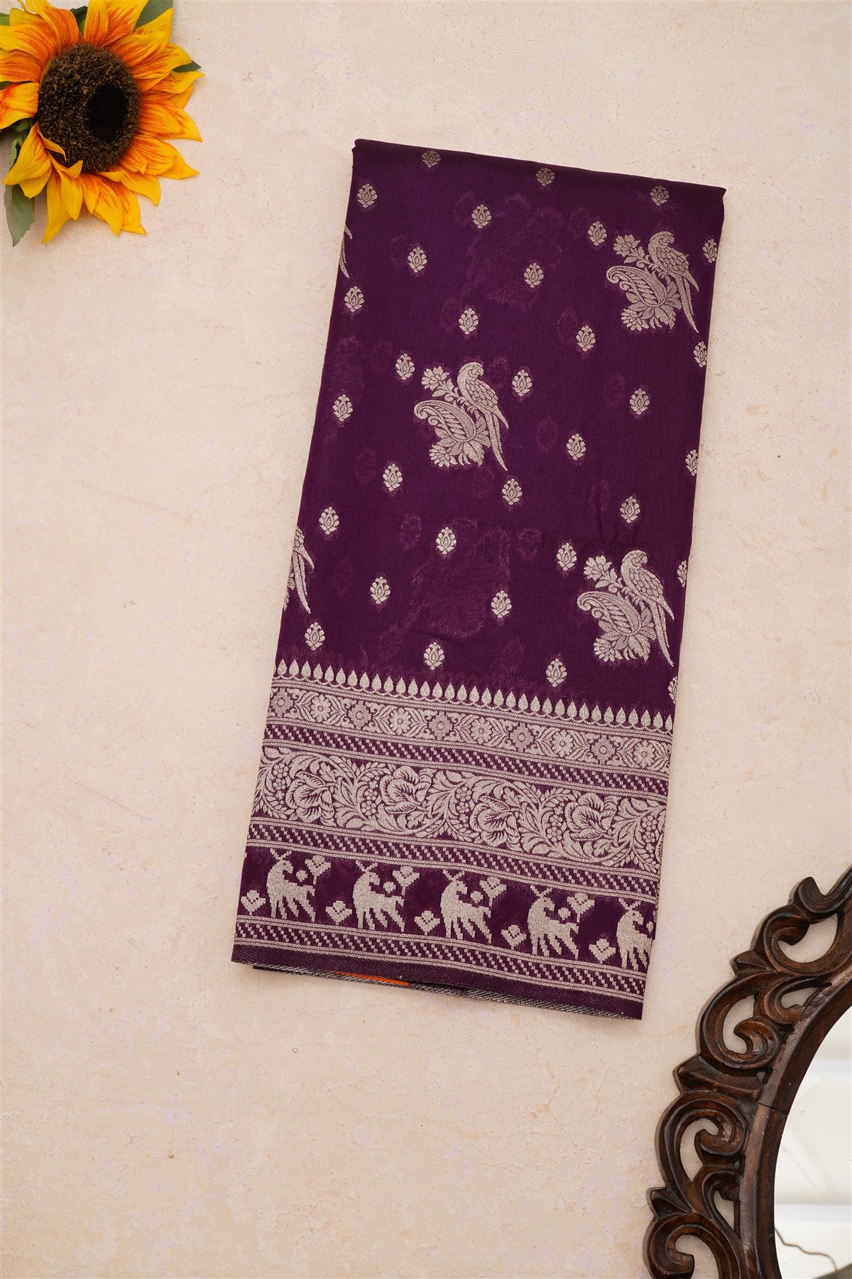 Banarasi Matka Silk Dark Purple Saree
