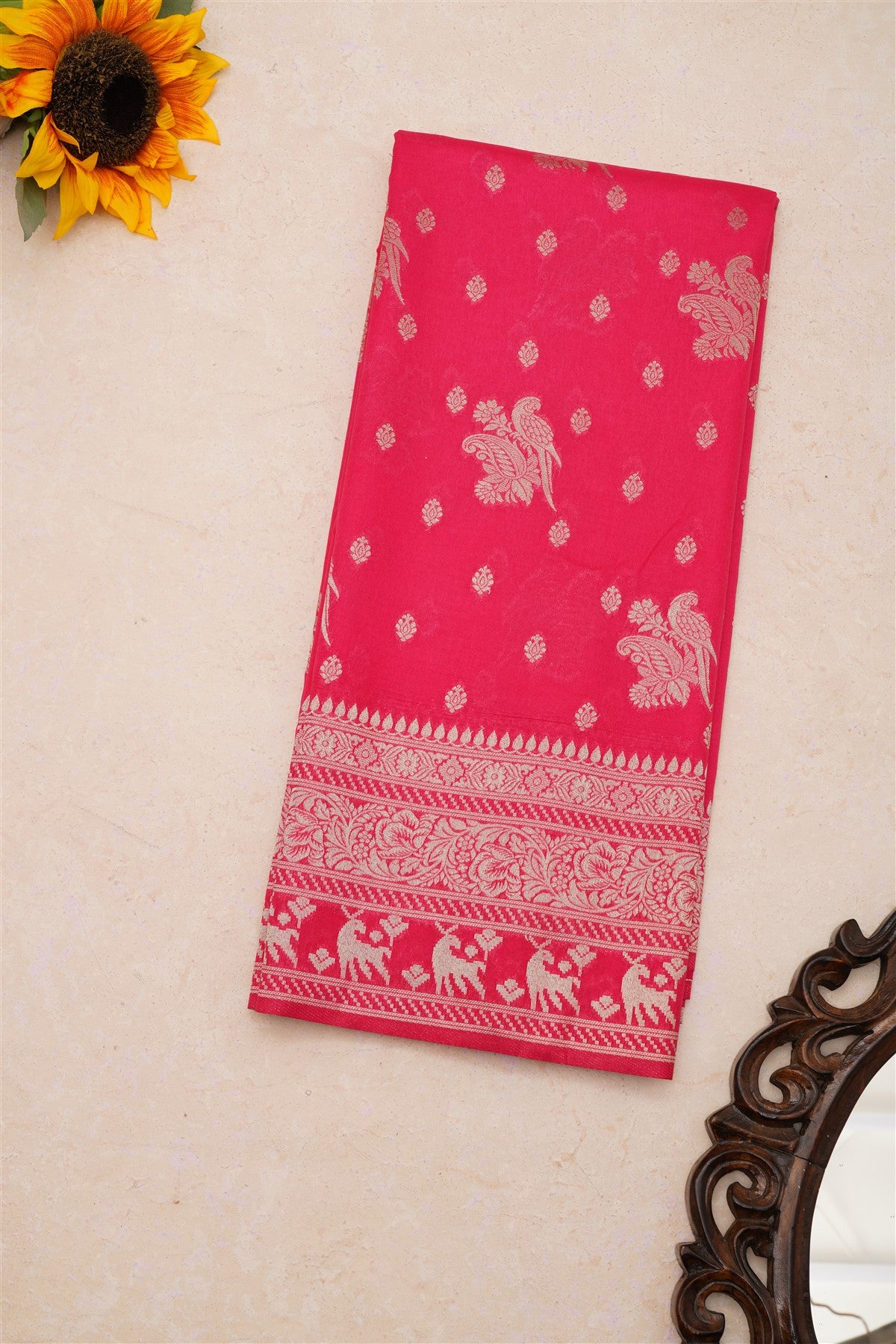 Banarasi Matka Silk Dark Pink Saree