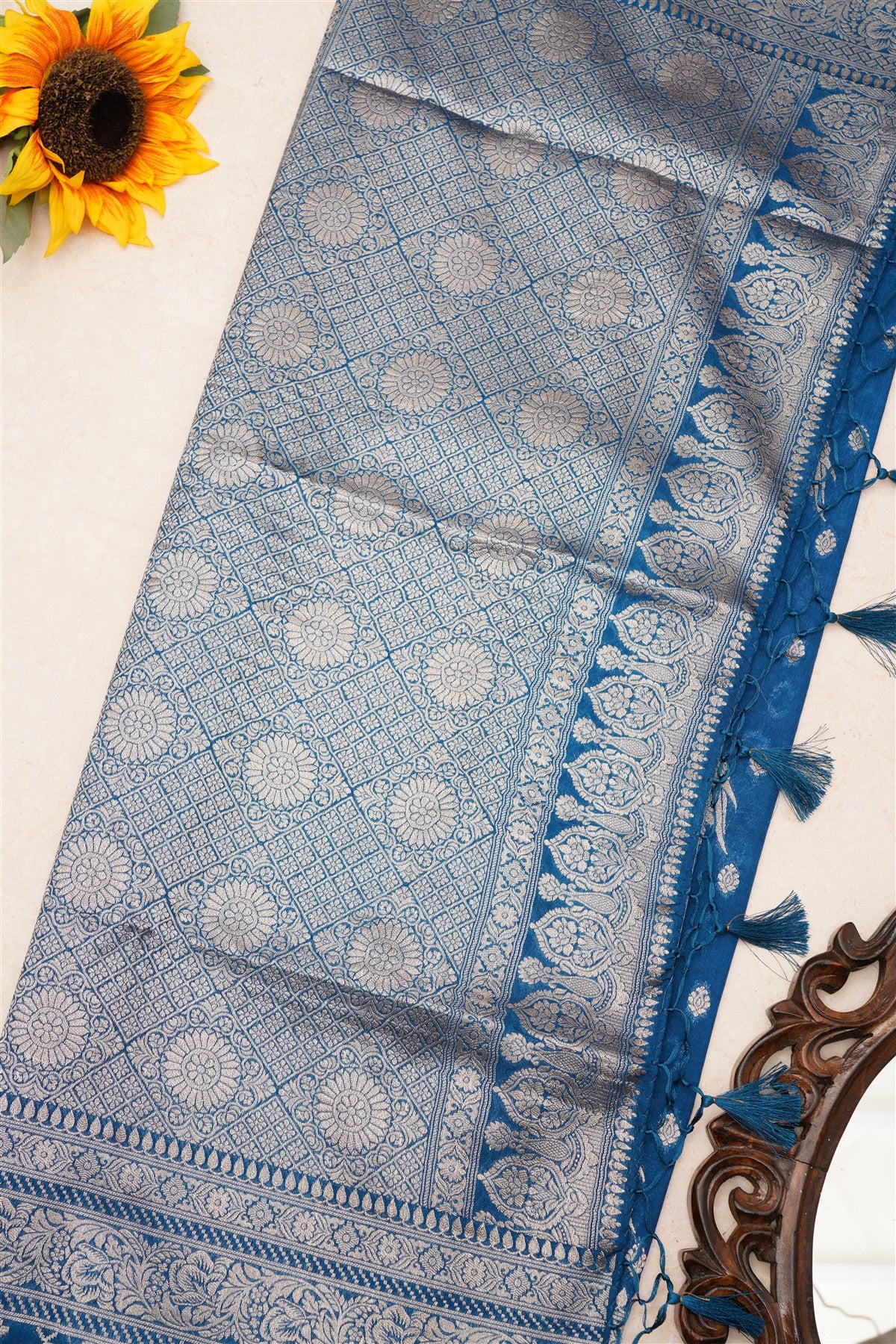 Banarasi Matka Silk Dark Blue Saree