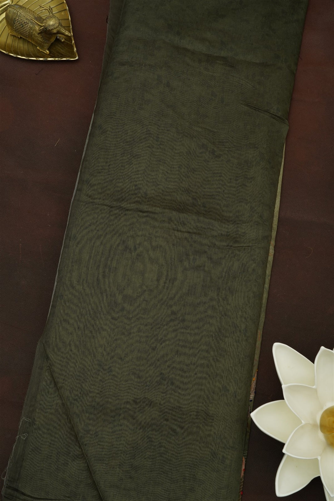 Bhagalpur Silk Olive Green Saree